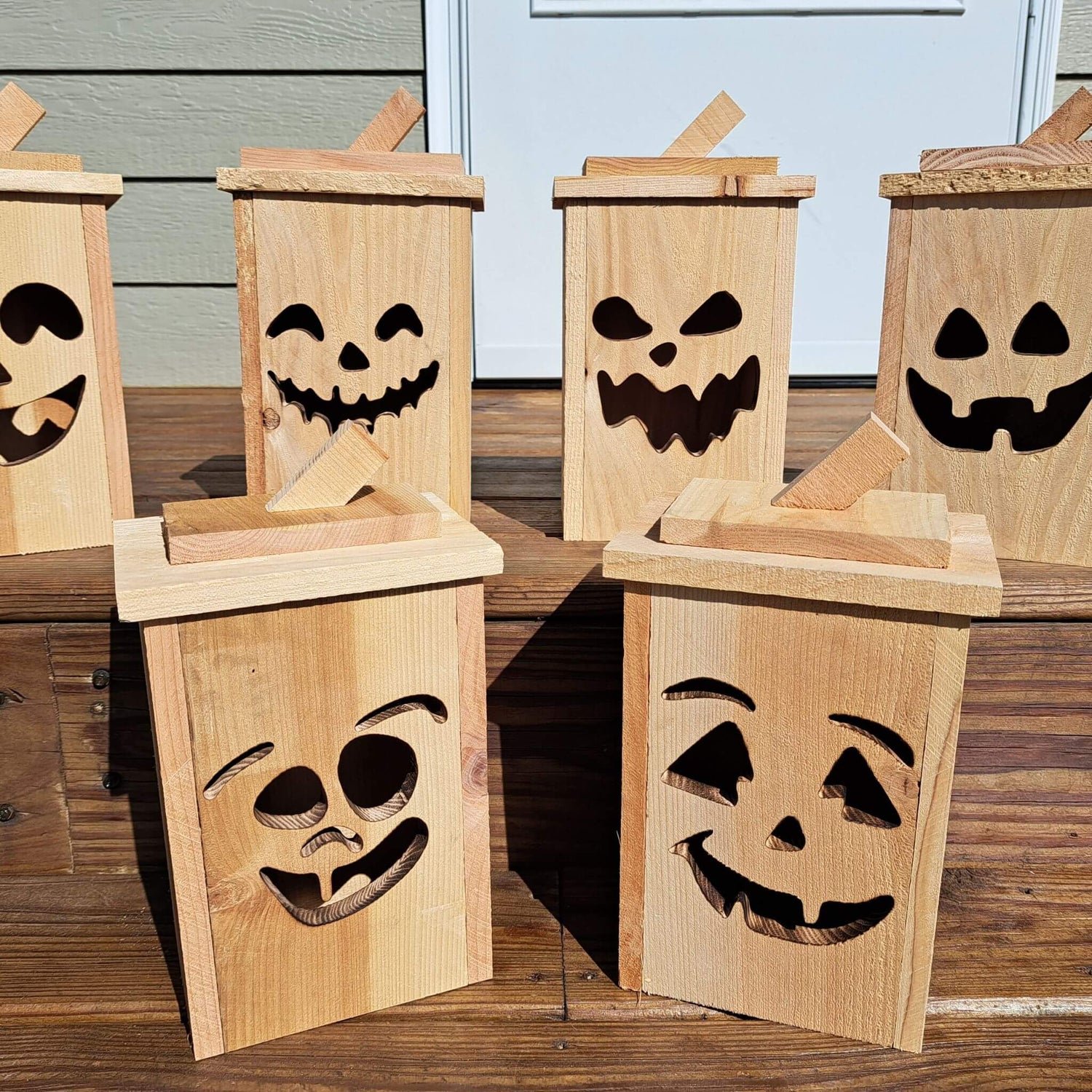 Rustic Wooden Jack O' Lantern
