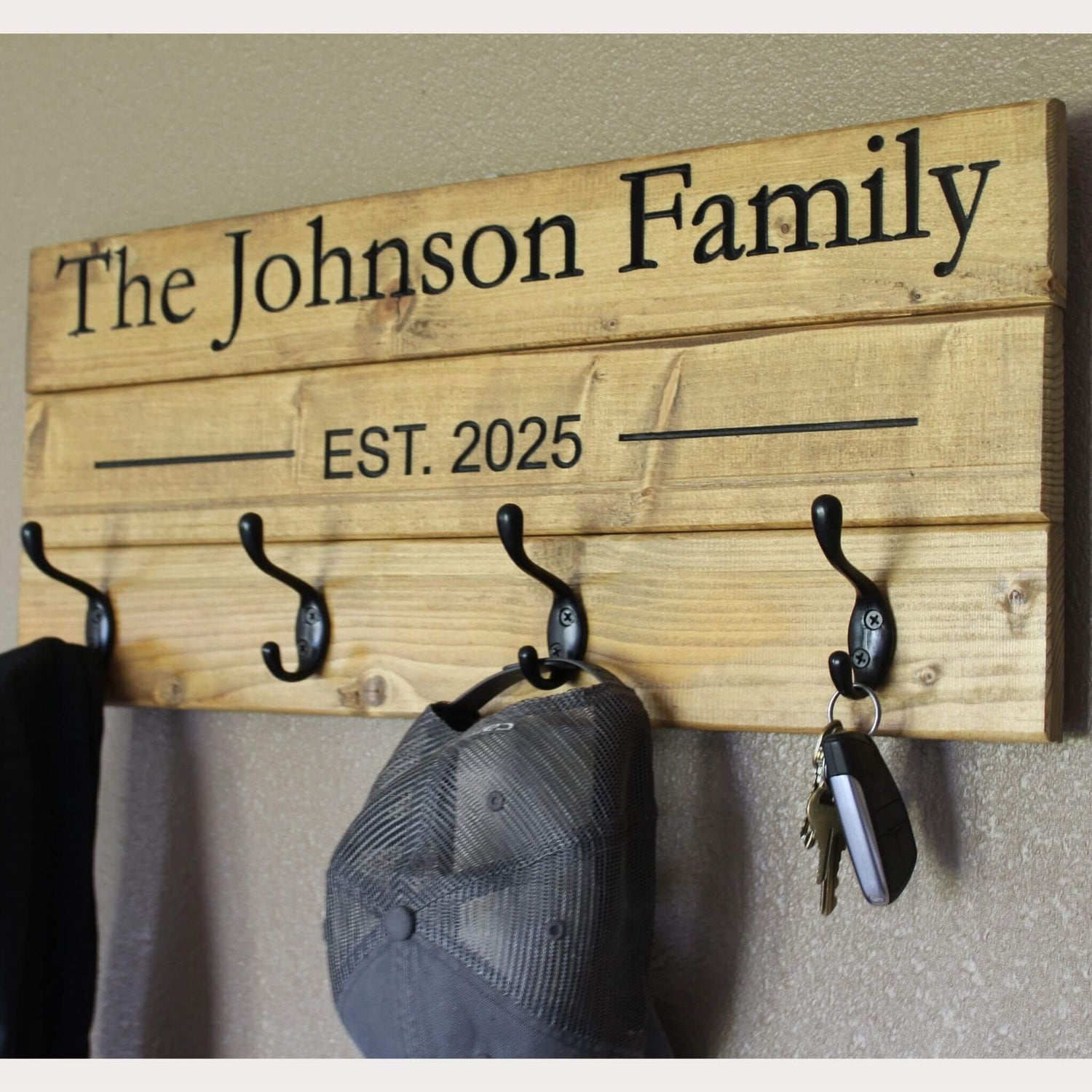Personalized Family Coat Rack - Light