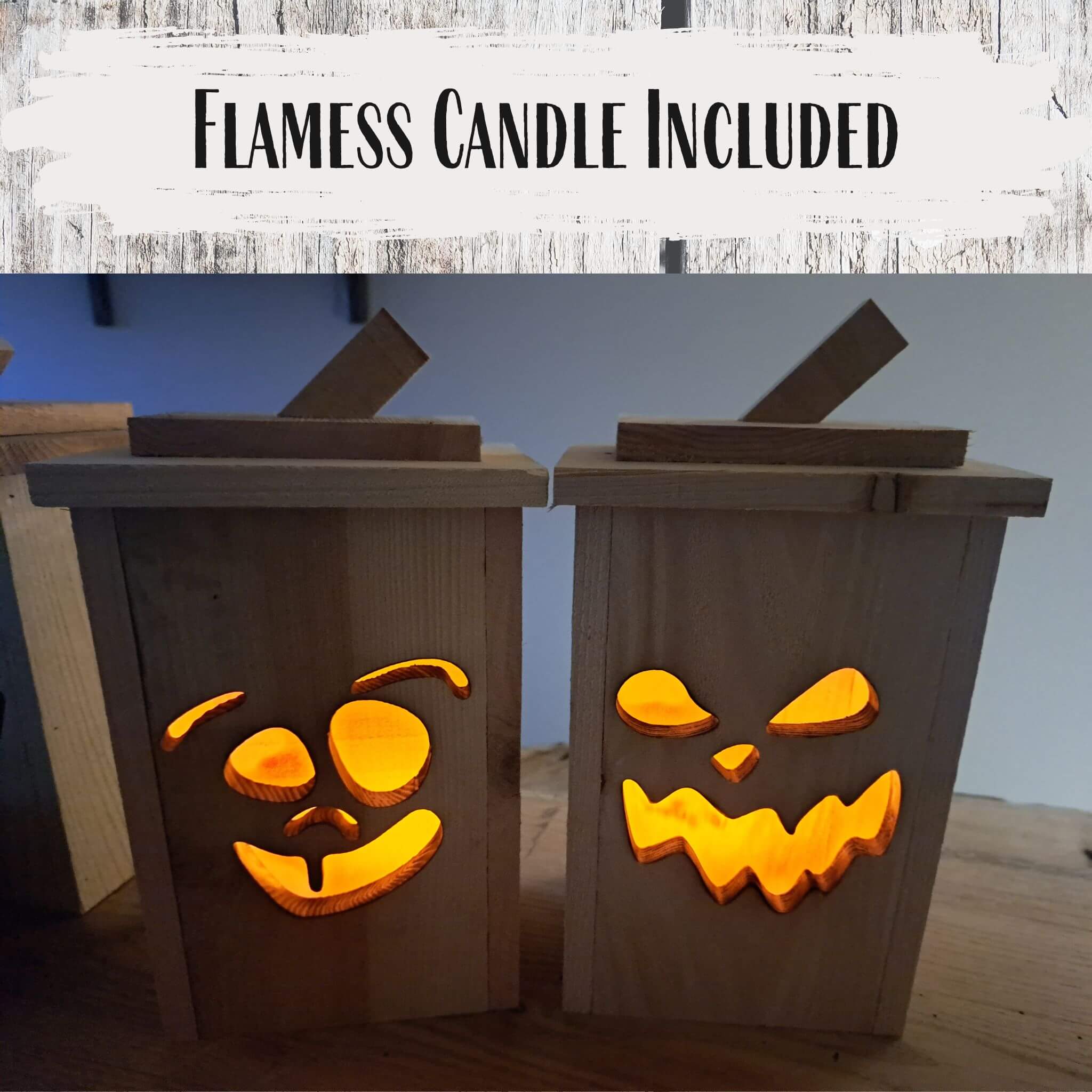 Rustic Wooden Jack O' Lantern