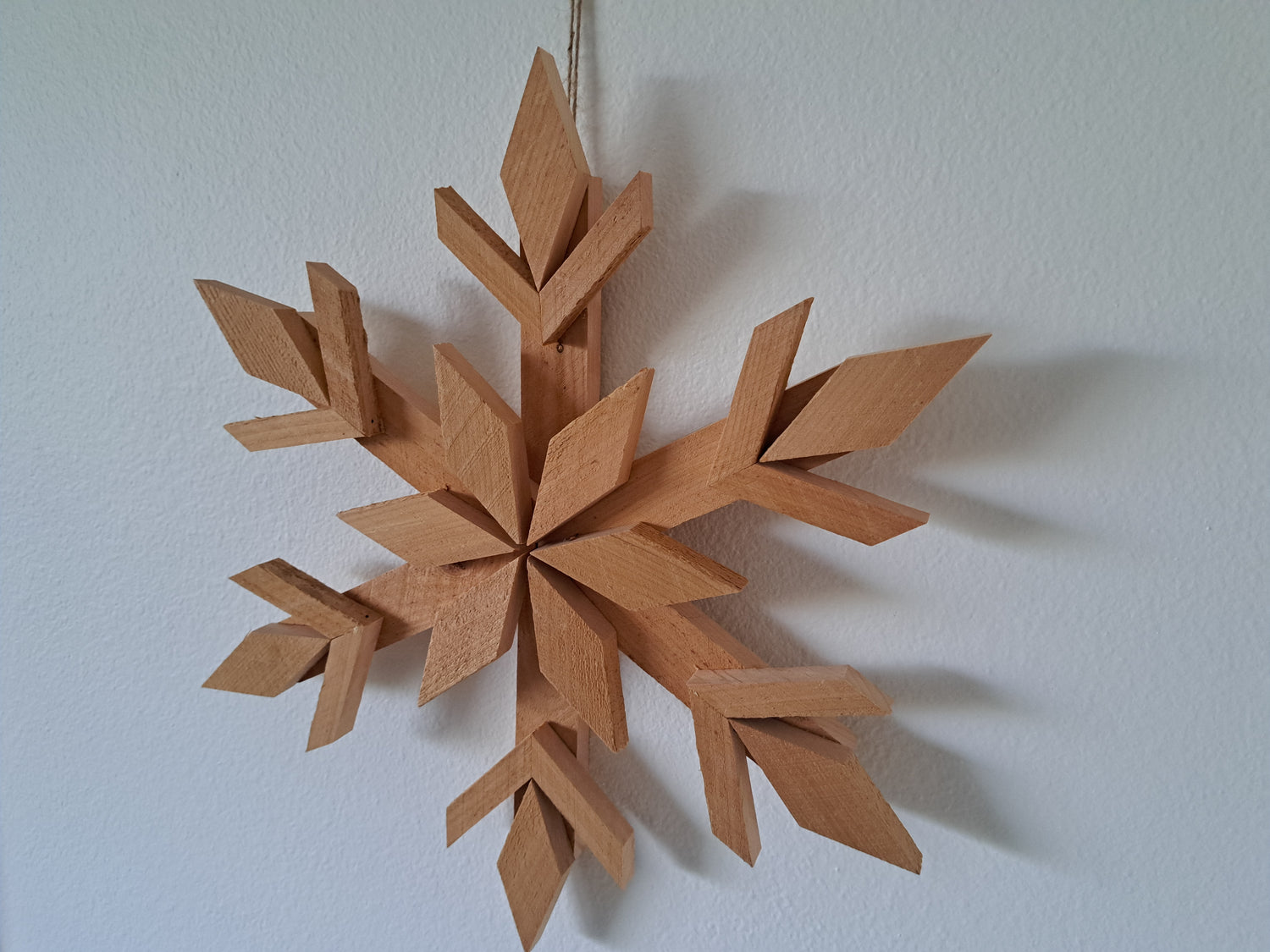 Handcrafted Cedar Wooden Snowflake - Natural