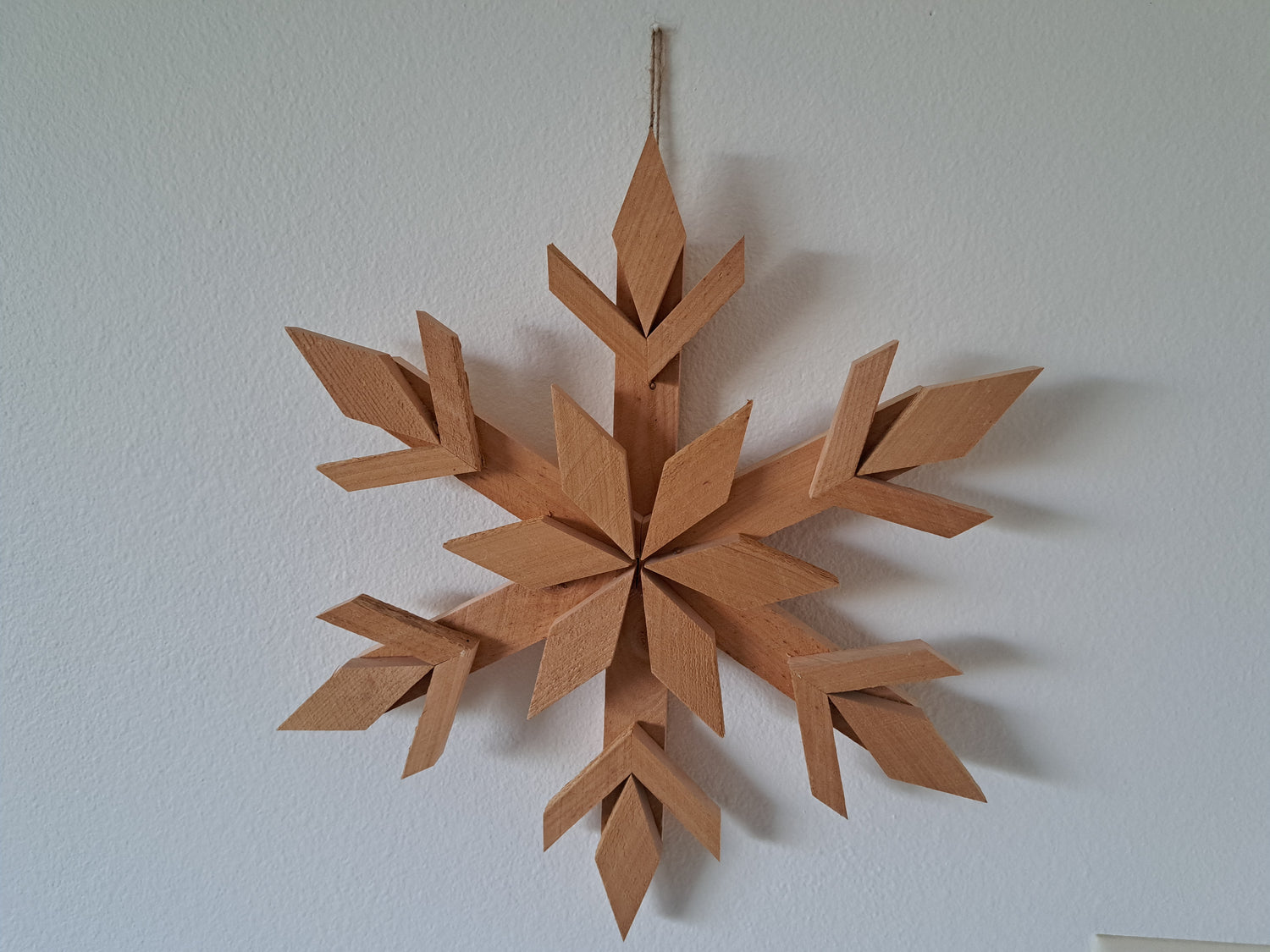 Handcrafted Cedar Wooden Snowflake - Natural