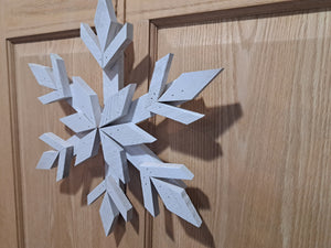 Handcrafted Cedar Wooden Snowflake - White