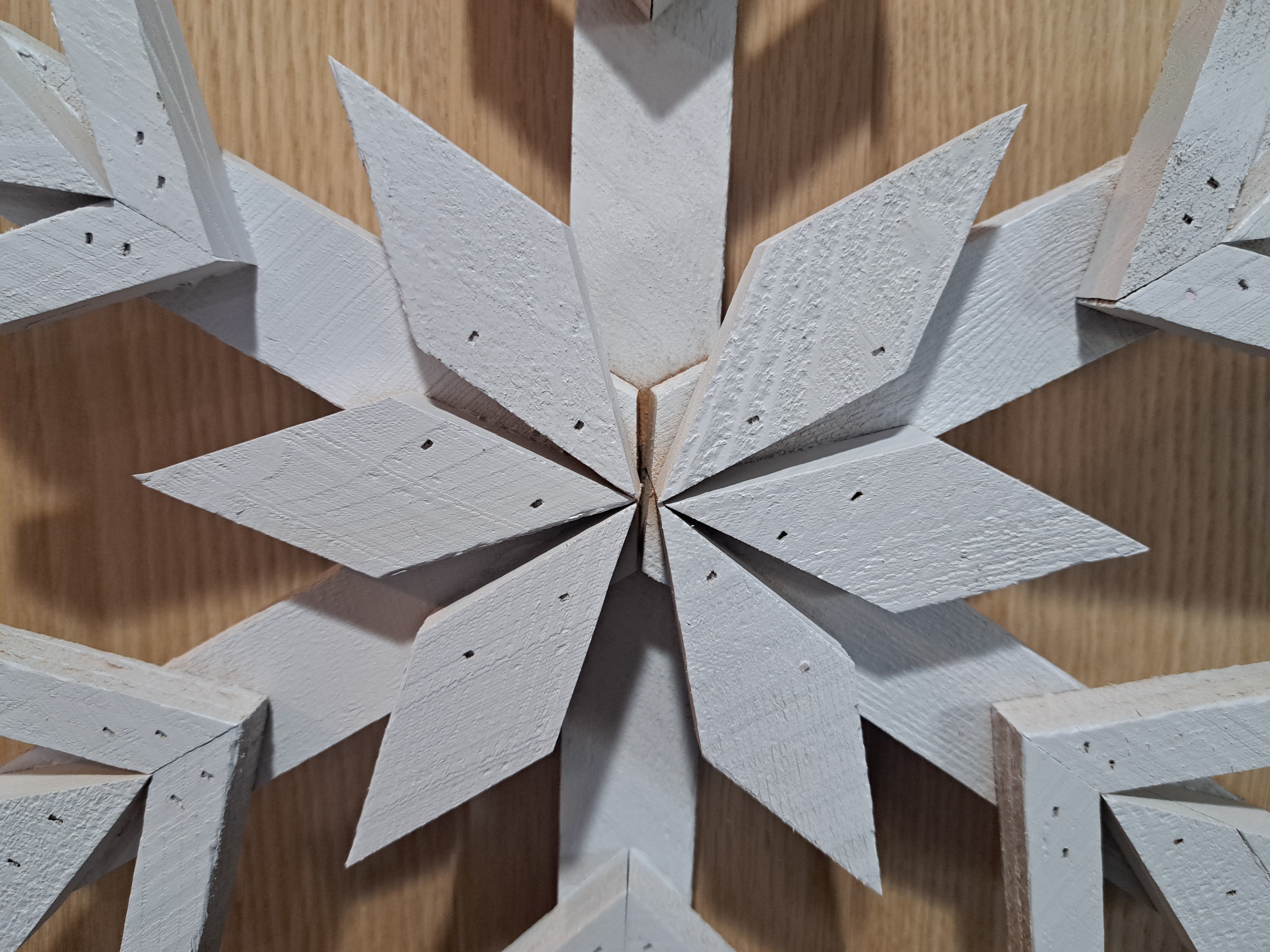 Handcrafted Cedar Wooden Snowflake - White
