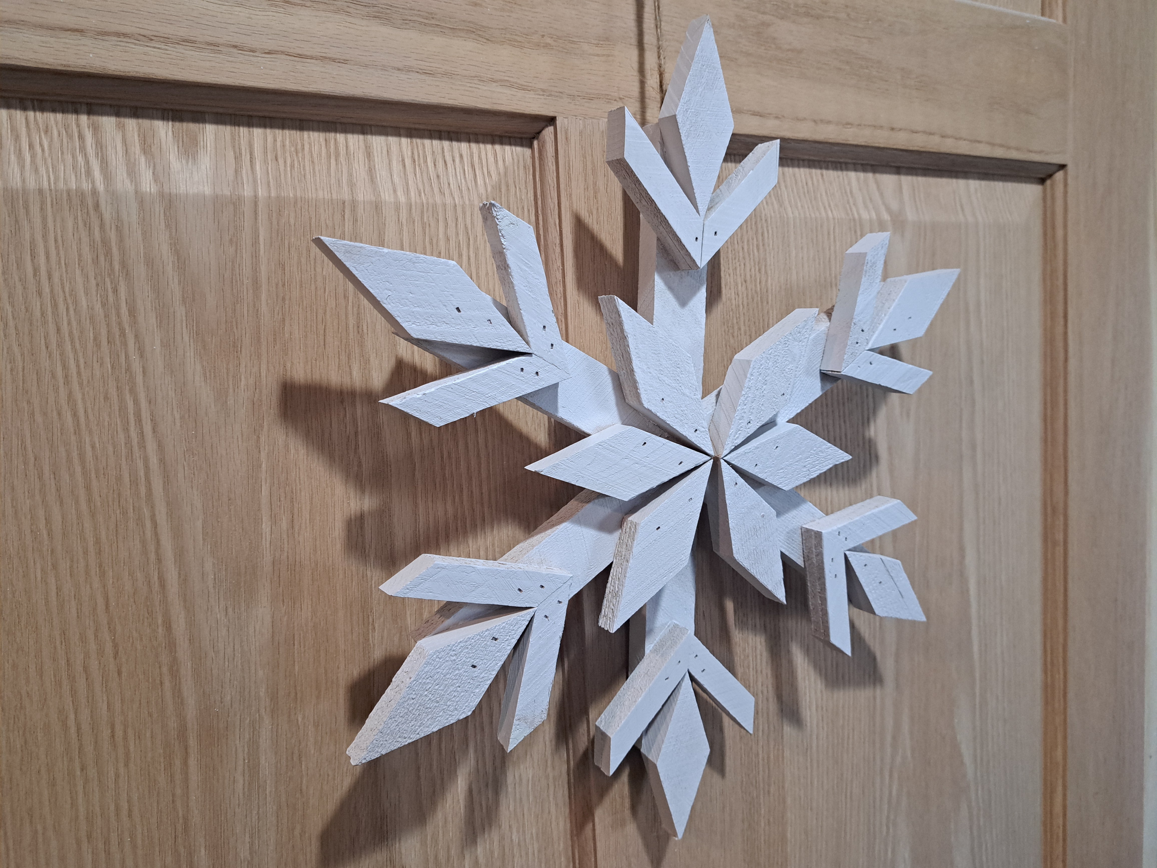 Handcrafted Cedar Wooden Snowflake - White