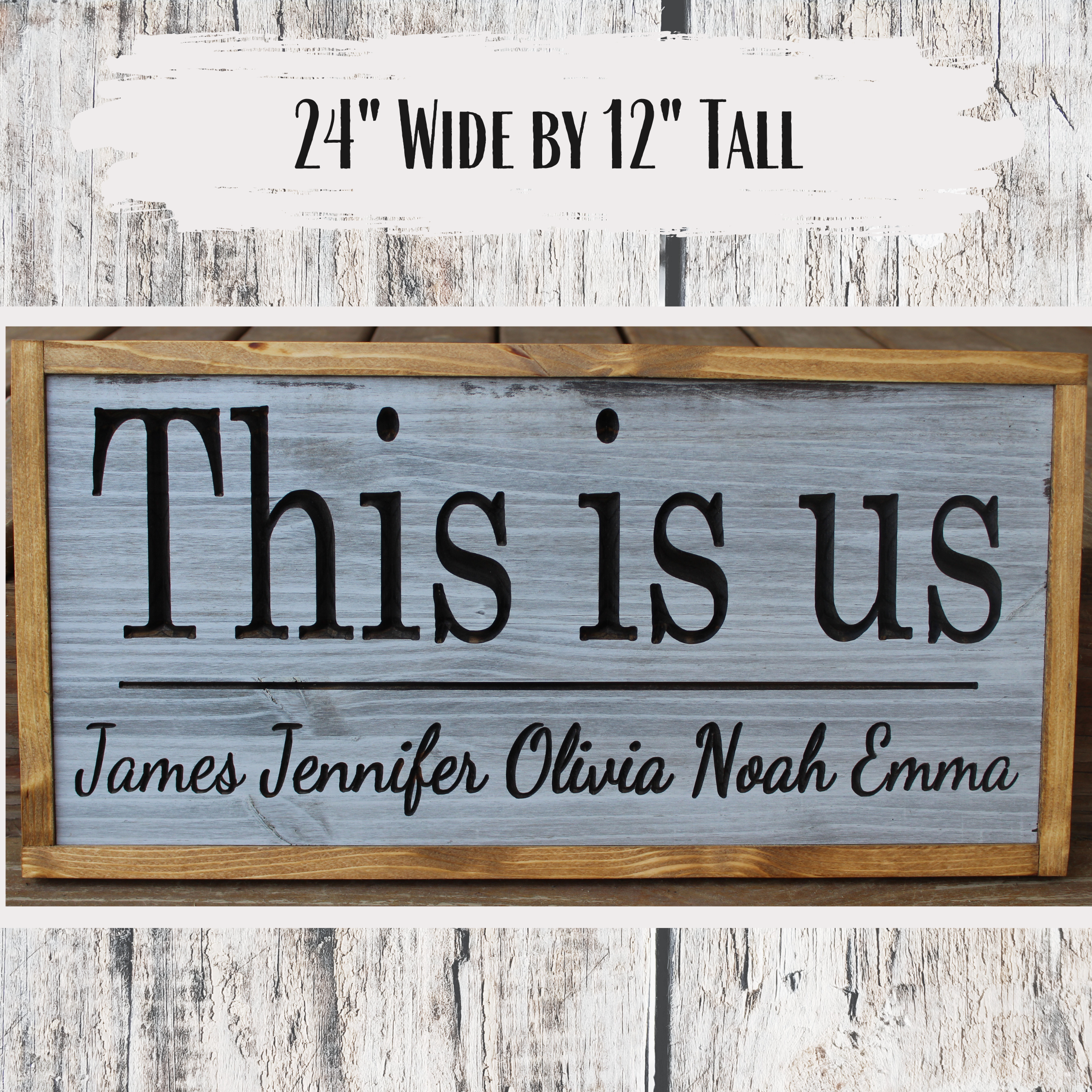 Personalized "This is Us" Carved Wooden Sign - Custom with Names