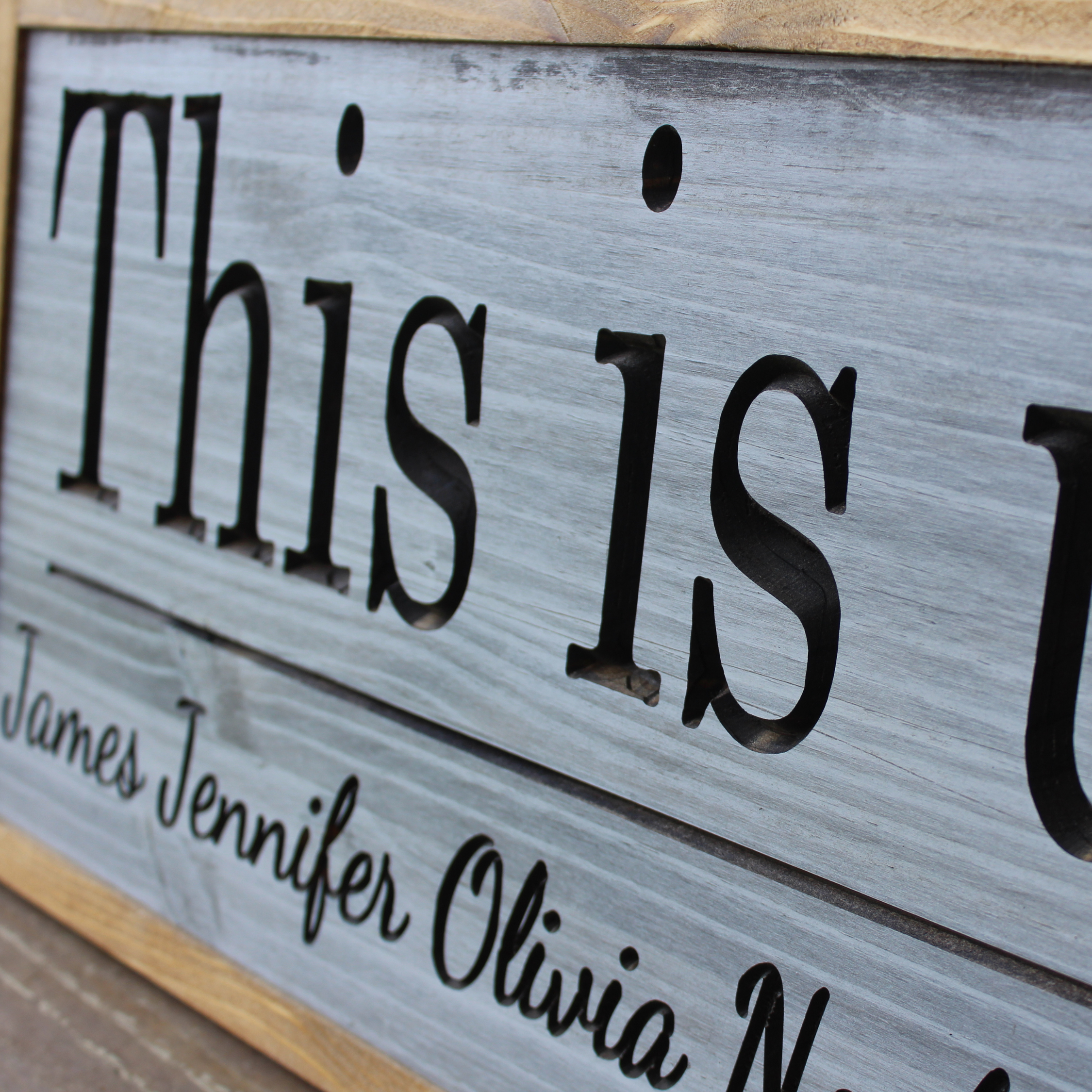 Personalized "This is Us" Carved Wooden Sign - Custom with Names