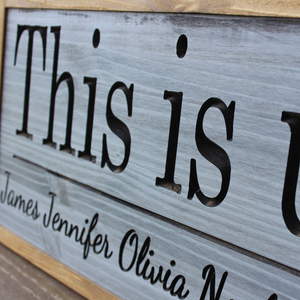 Personalized "This is Us" Carved Wooden Sign - Custom with Names