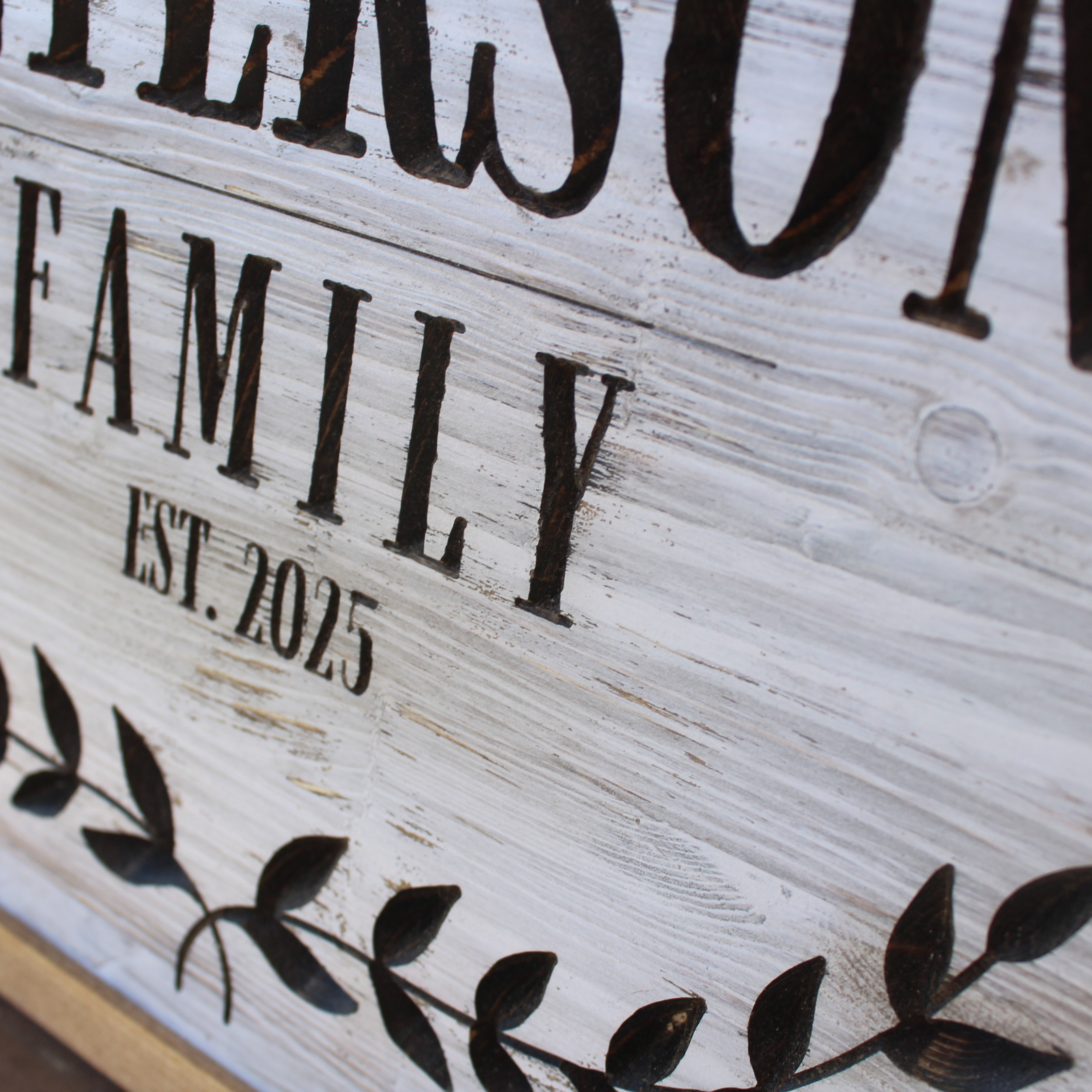 Personalized Carved Family Name Wooden Sign