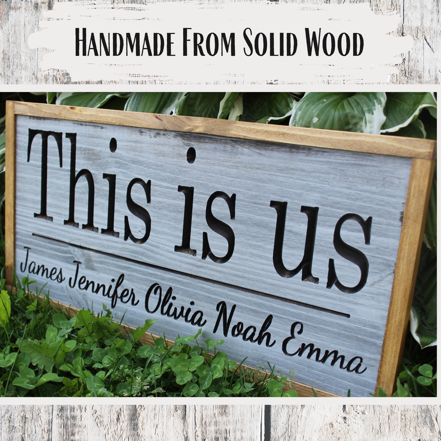 Personalized "This is Us" Carved Wooden Sign - Custom with Names