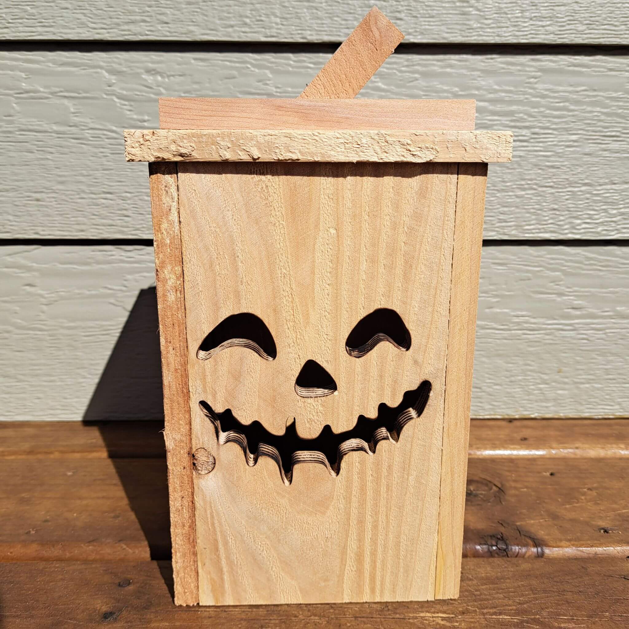 Rustic Wooden Jack O' Lantern