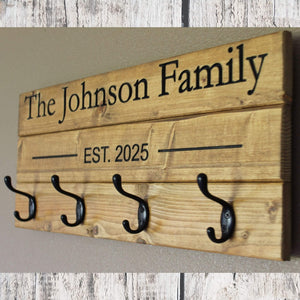 Personalized Family Coat Rack - Light