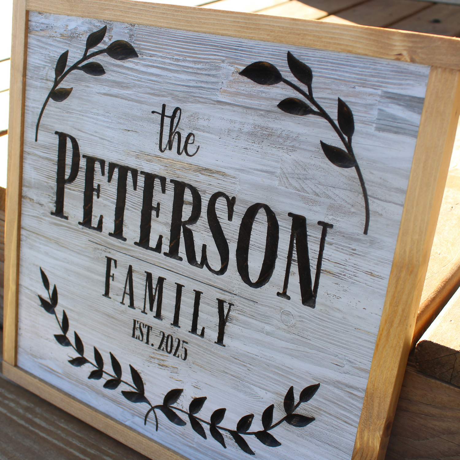 Personalized Carved Family Name Wooden Sign
