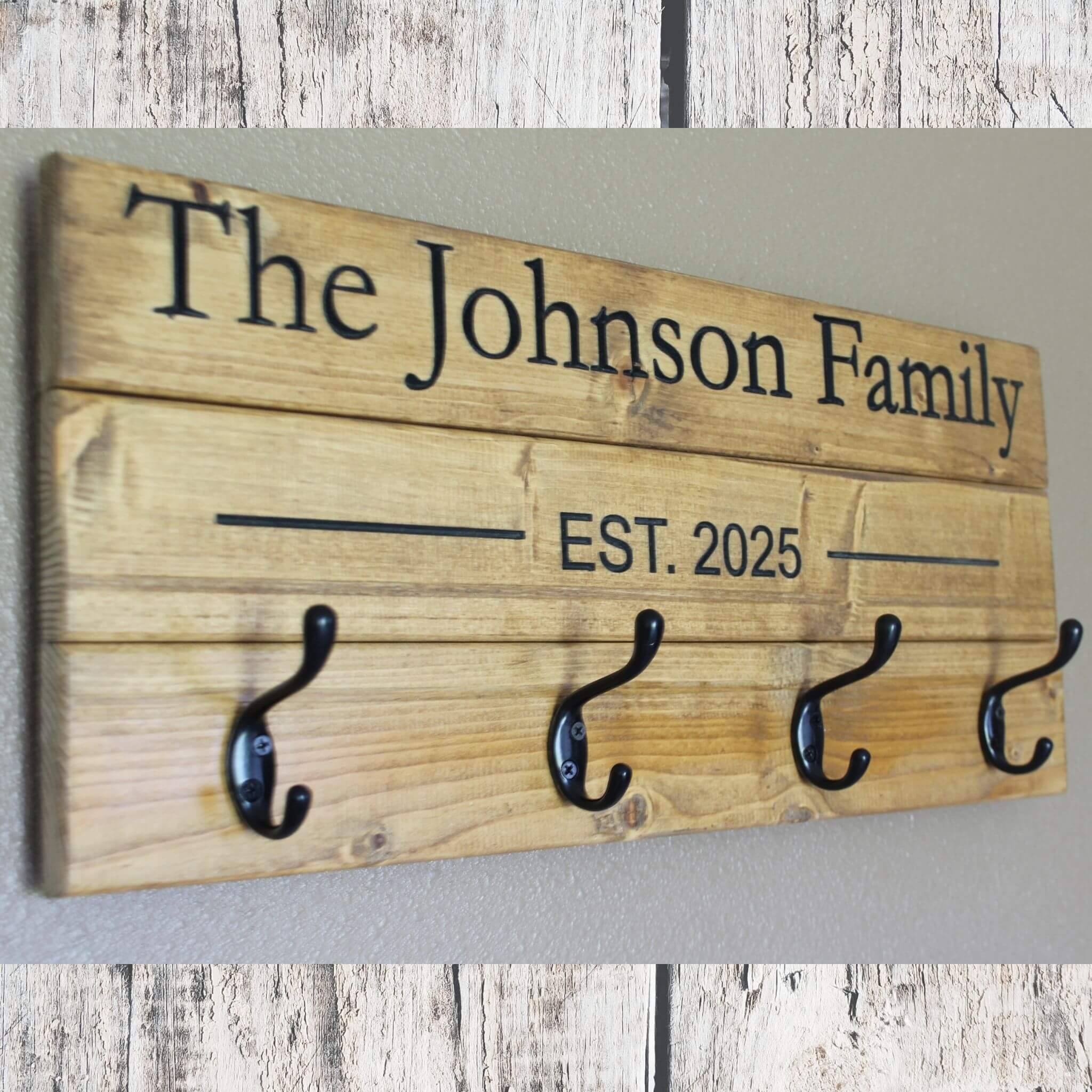 Personalized Family Coat Rack - Light