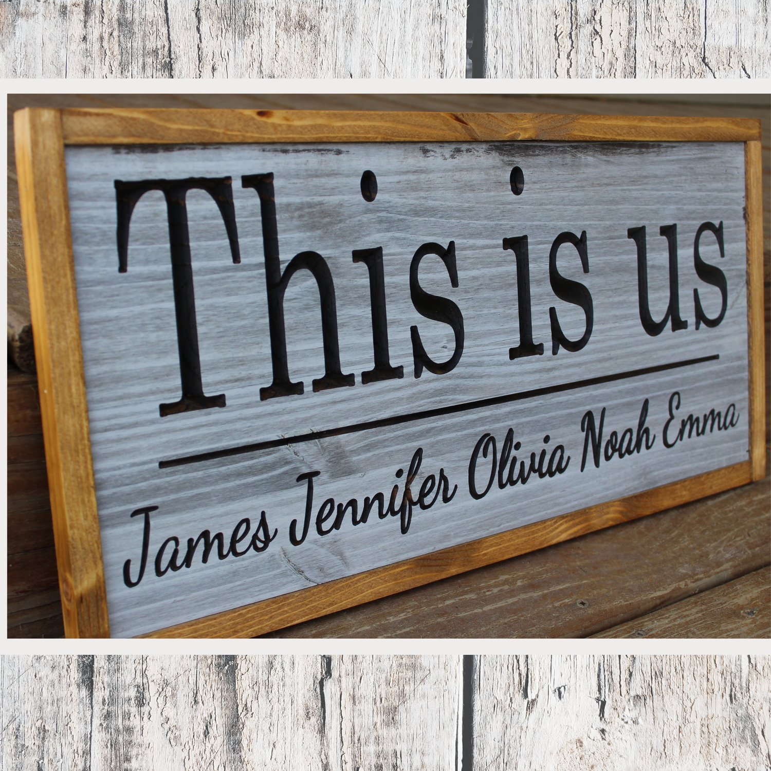 Personalized "This is Us" Carved Wooden Sign - Custom with Names