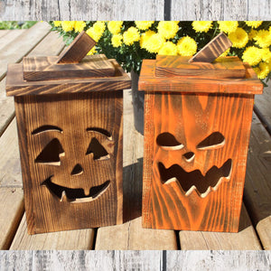 Rustic Wooden Jack O' Lantern