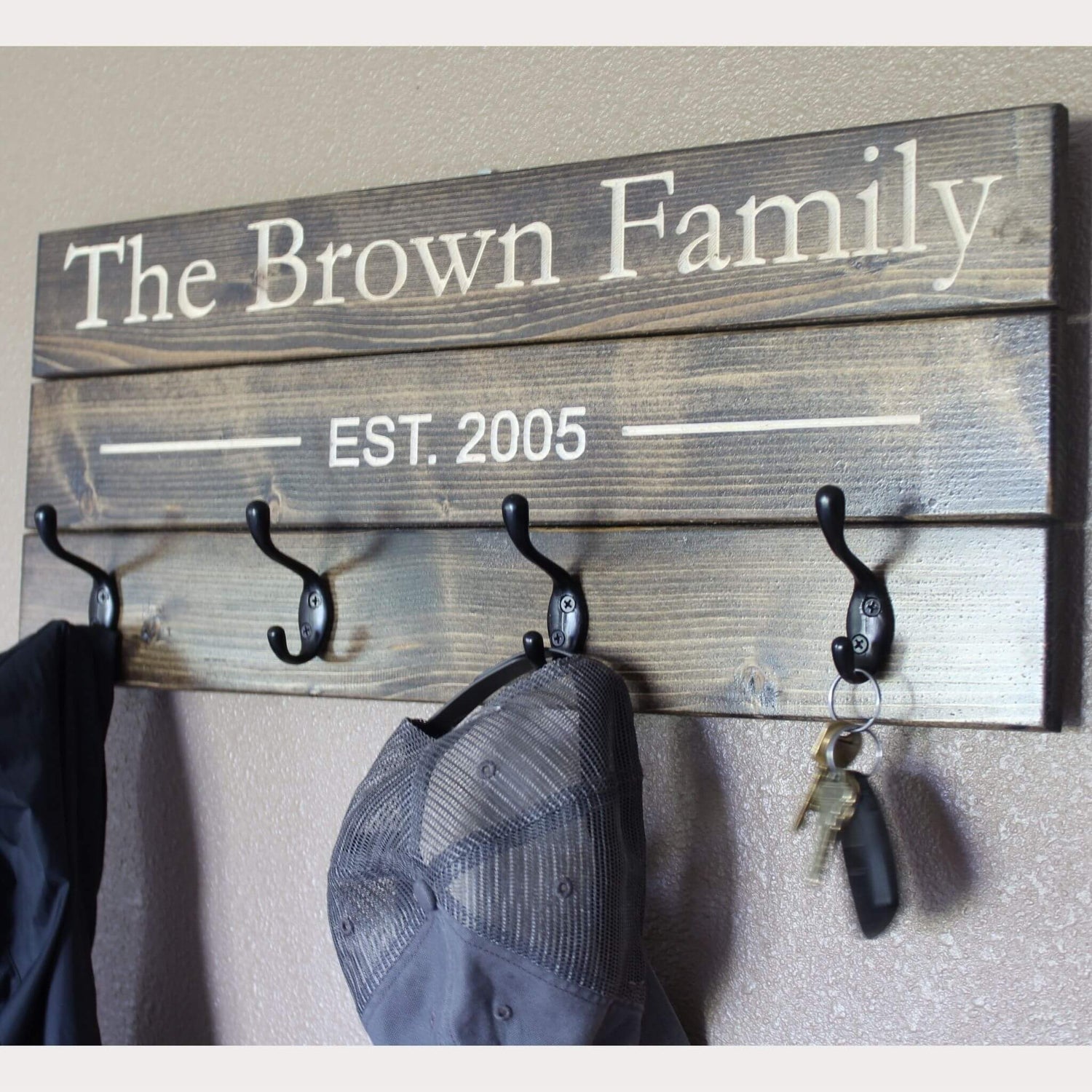 Personalized Family Coat Rack - Dark