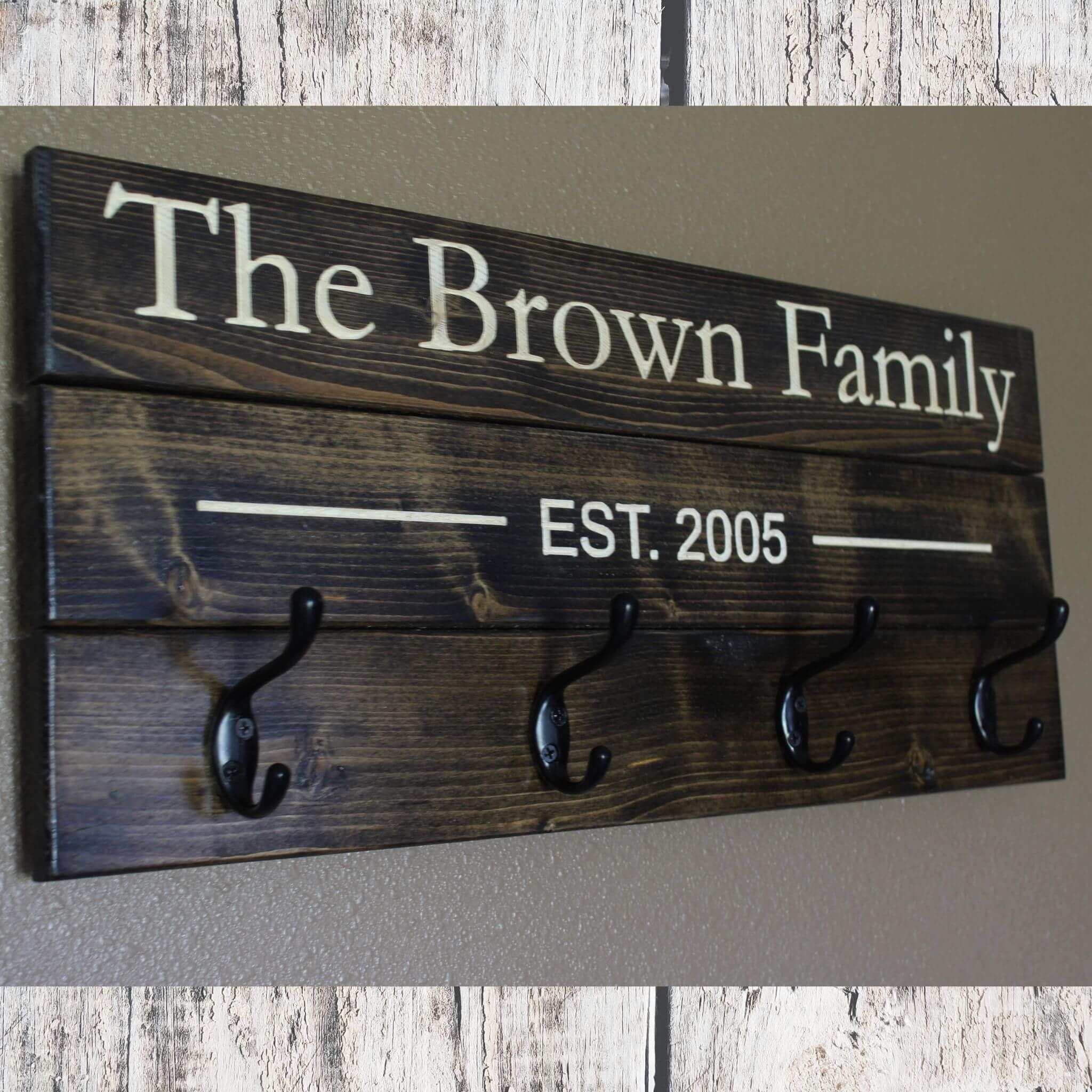 Personalized Family Coat Rack - Dark