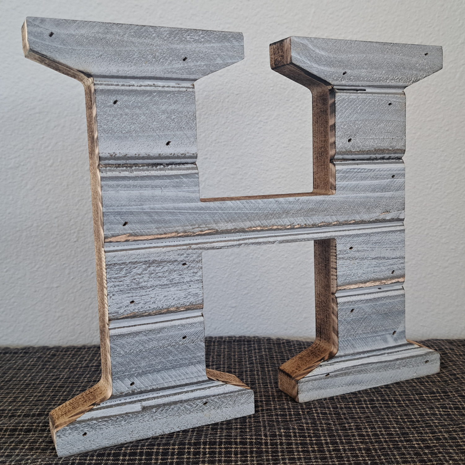 Farmhouse Wood Slat Letters - Weathered White