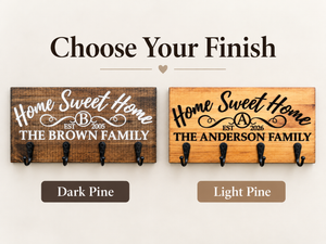 Dark Pine and Light Pine key rack finish comparison