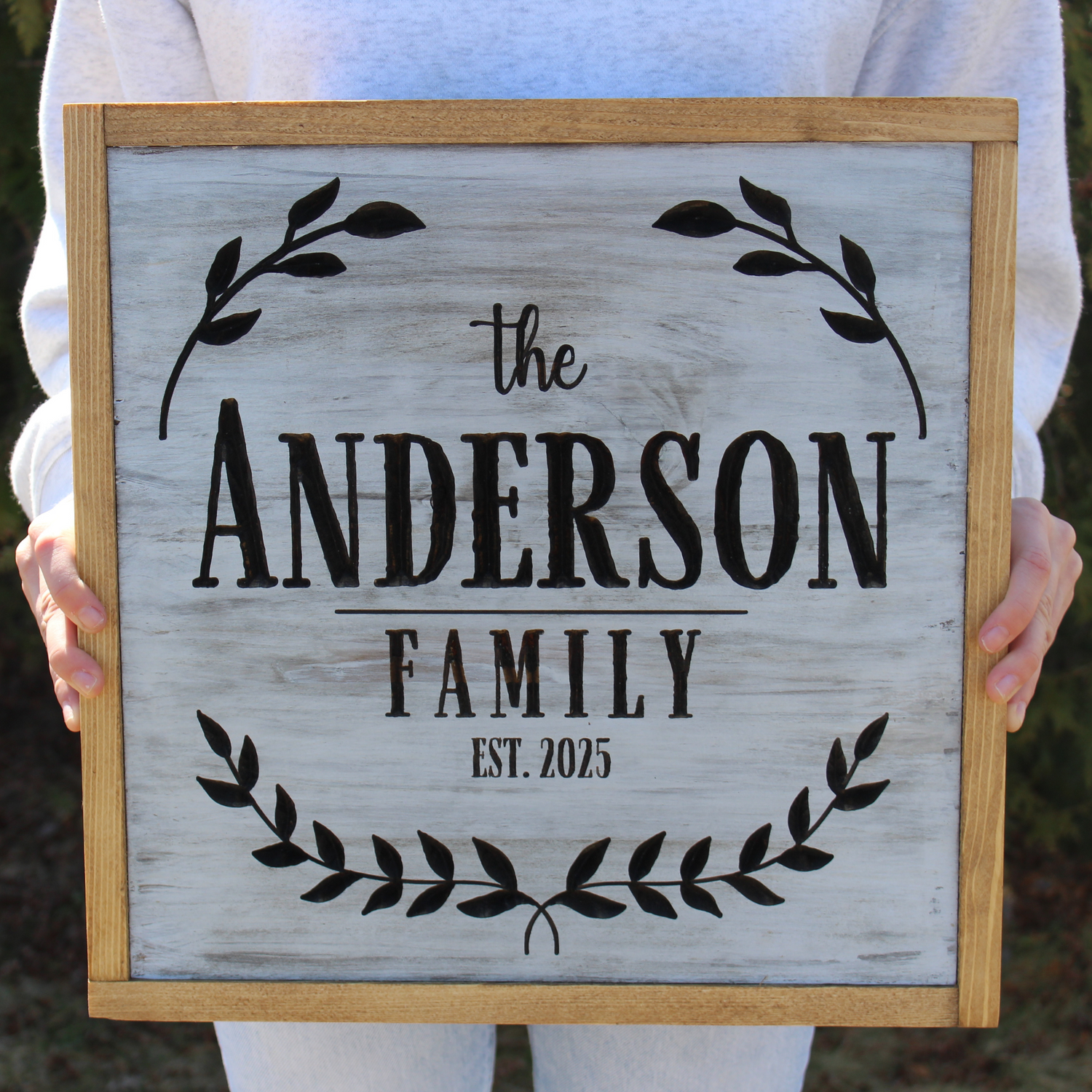 Personalized Carved Family Name Wooden Sign