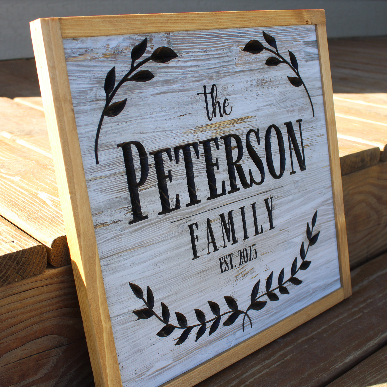 Personalized Carved Family Name Wooden Sign