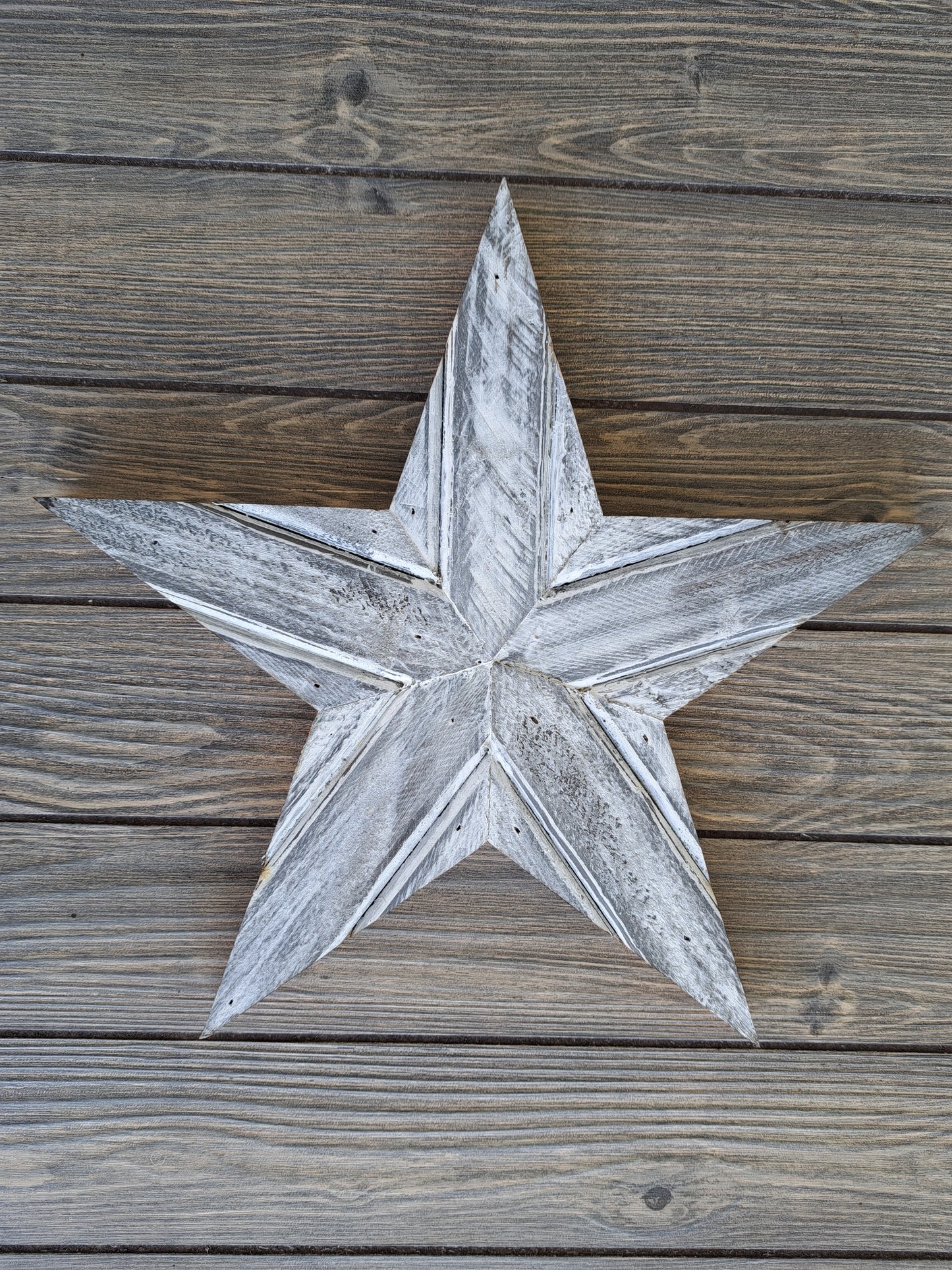 Rustic Wooden Star With Weathered White Finish