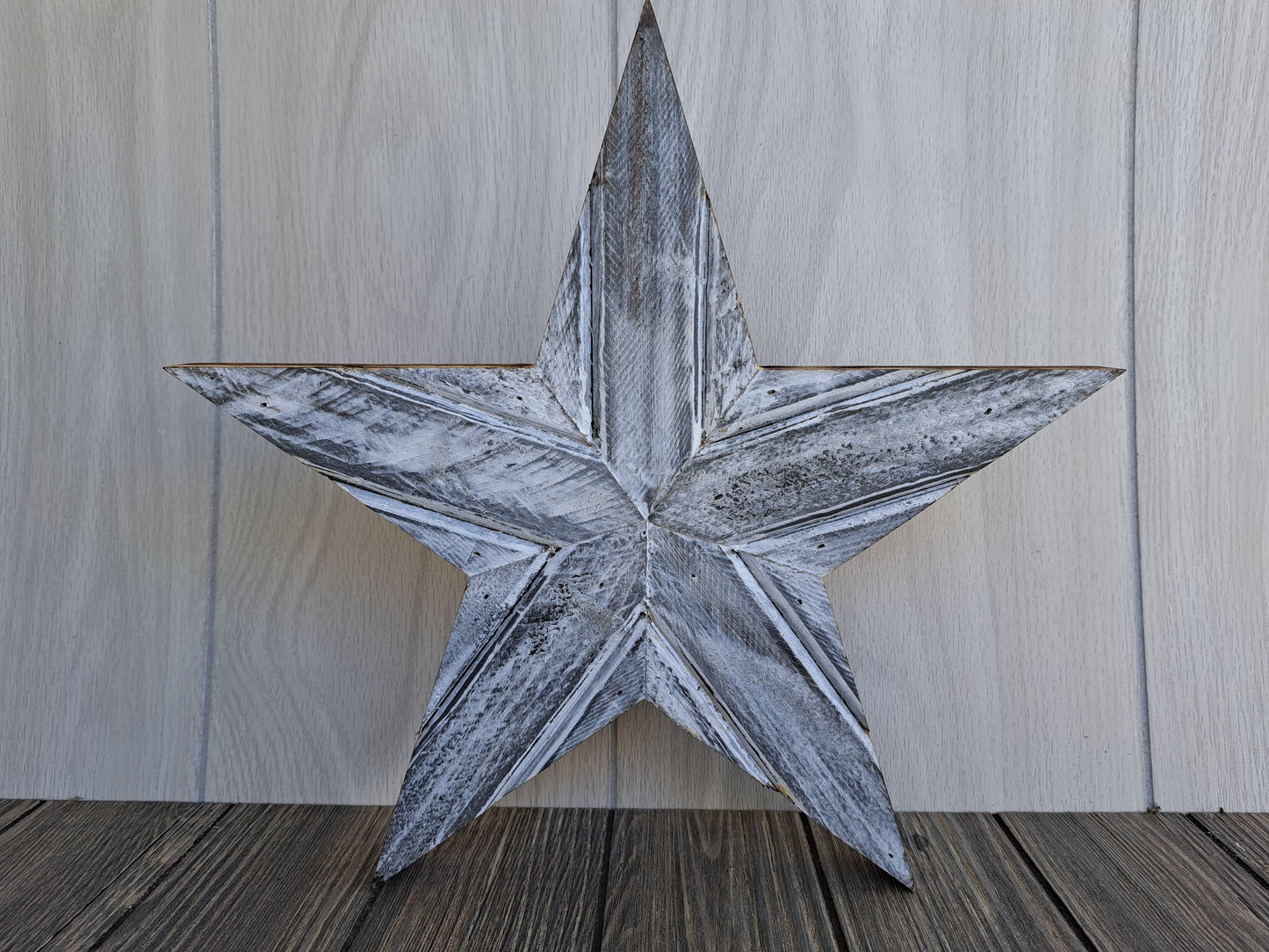 Rustic Wooden Star With Weathered White Finish