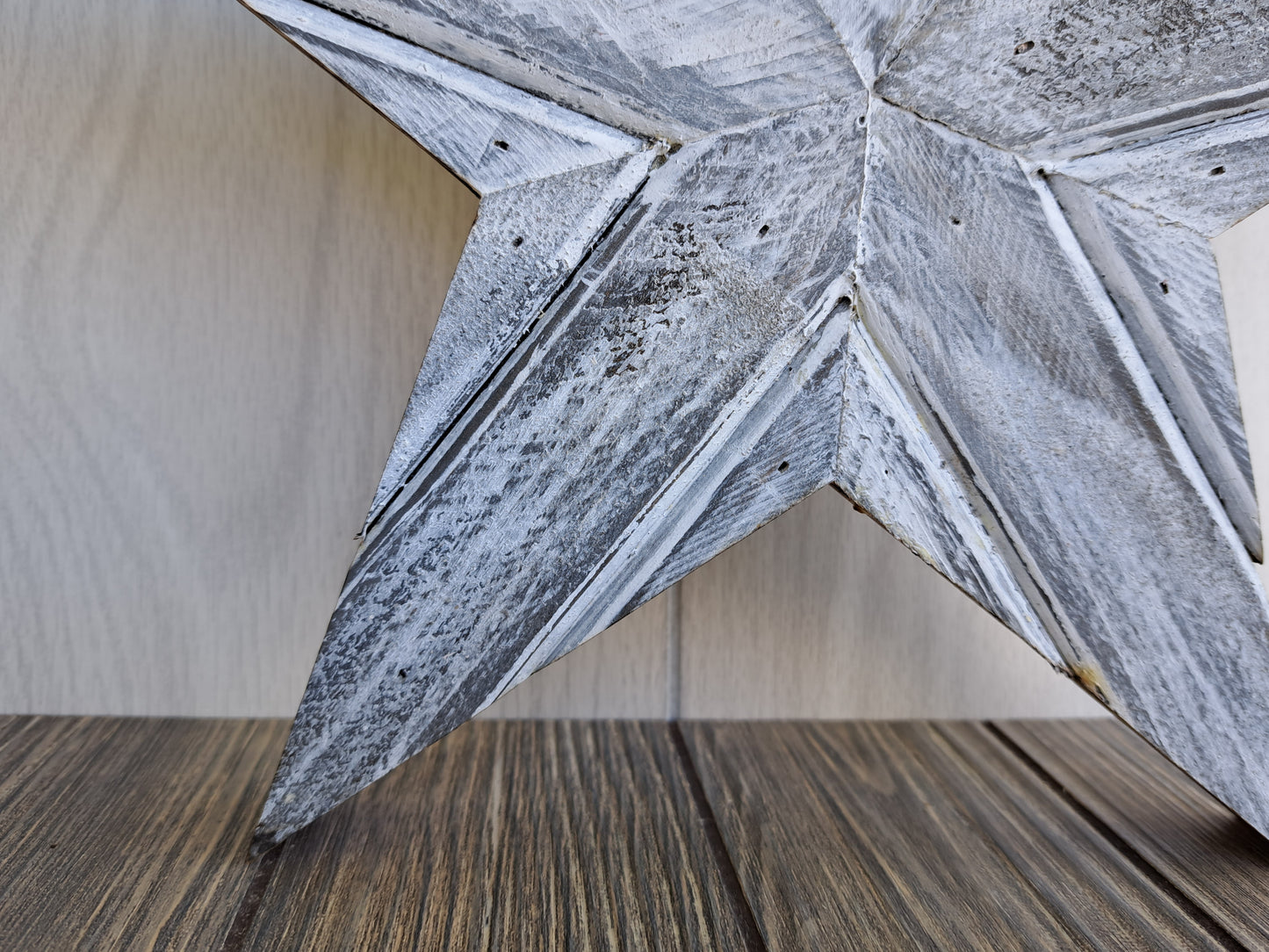 Rustic Wooden Star With Weathered White Finish