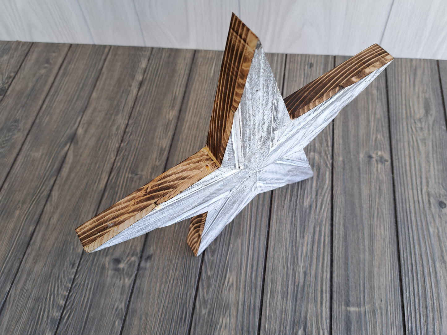 Rustic Wooden Star With Weathered White Finish