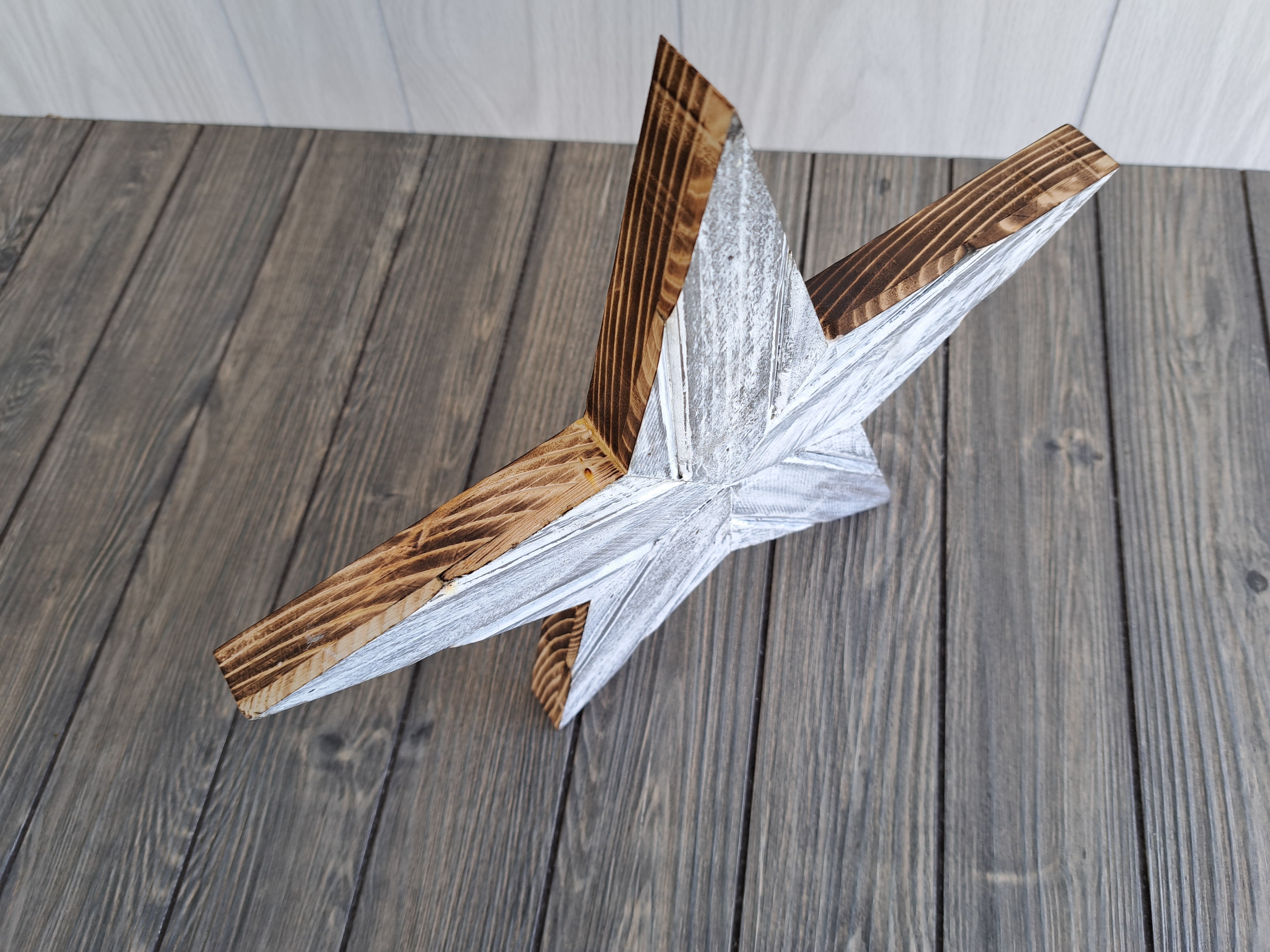 Rustic Wooden Star With Weathered White Finish