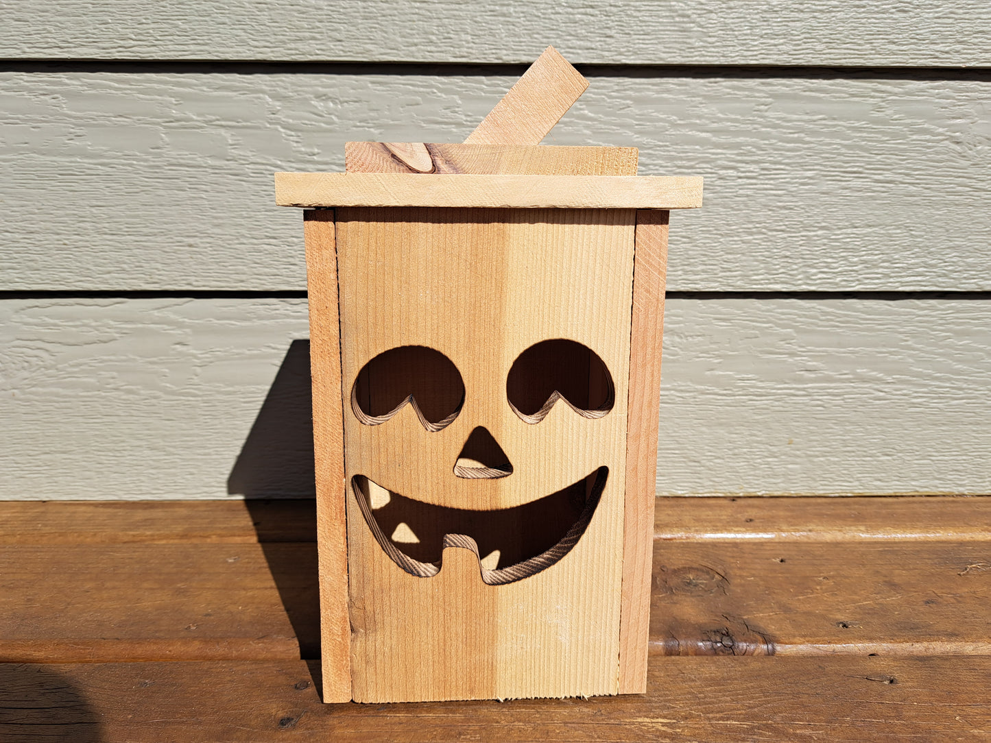 Rustic Wooden Jack O' Lantern