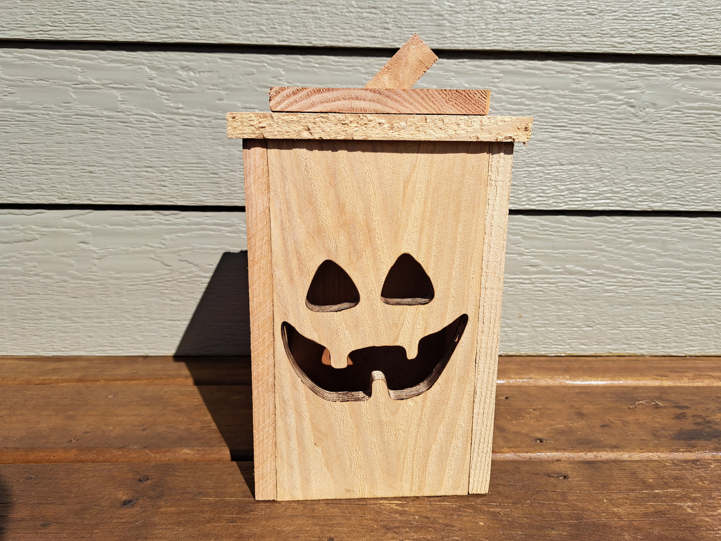 Rustic Wooden Jack O' Lantern