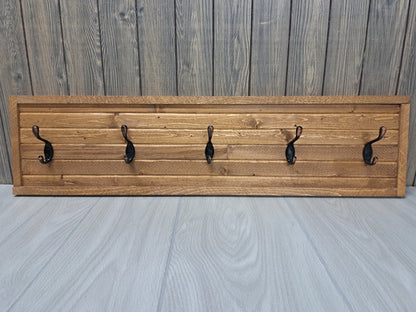 Rustic Farmhouse Style Wooden Coat Rack - Light Pine