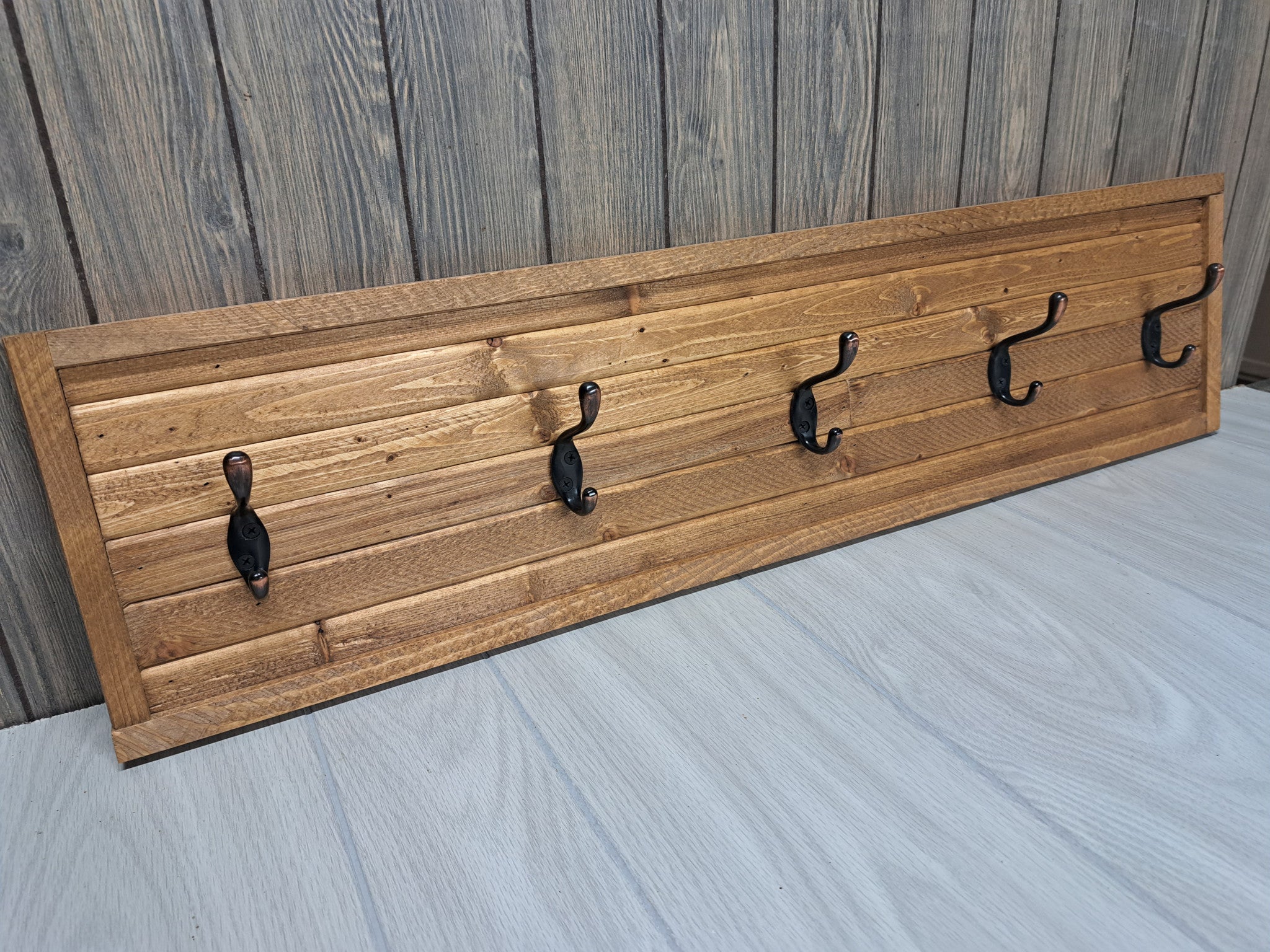 Rustic Farmhouse Style Wooden Coat Rack - Light Pine