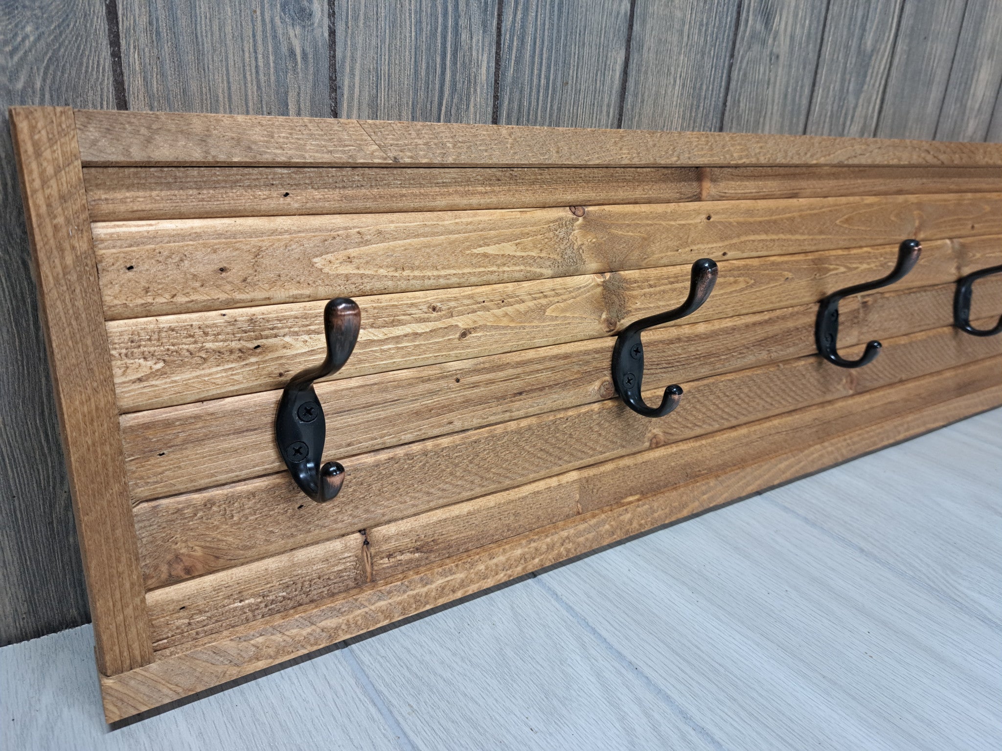 Rustic Farmhouse Style Wooden Coat Rack - Light Pine