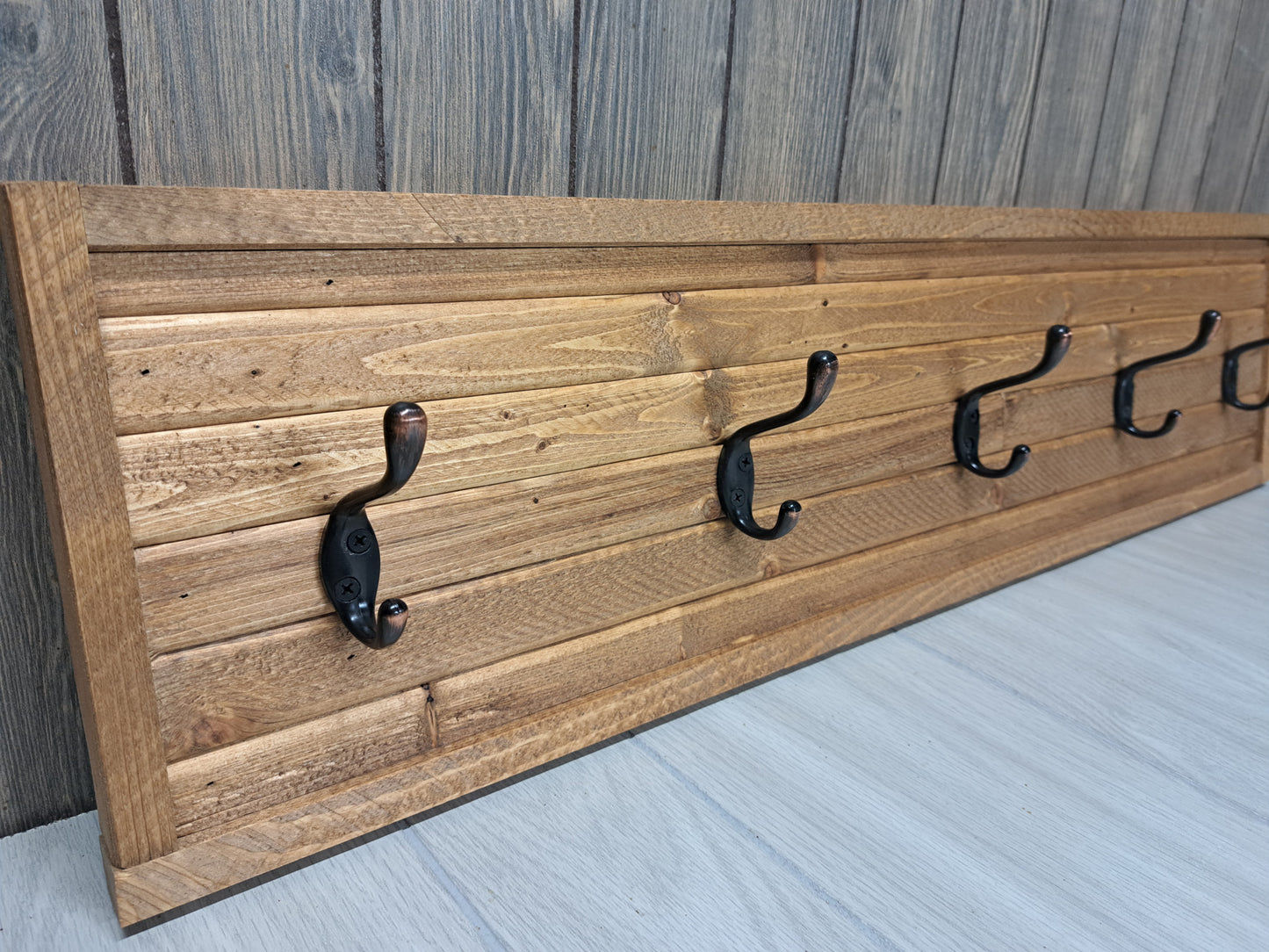 Rustic Farmhouse Style Wooden Coat Rack - Light Pine