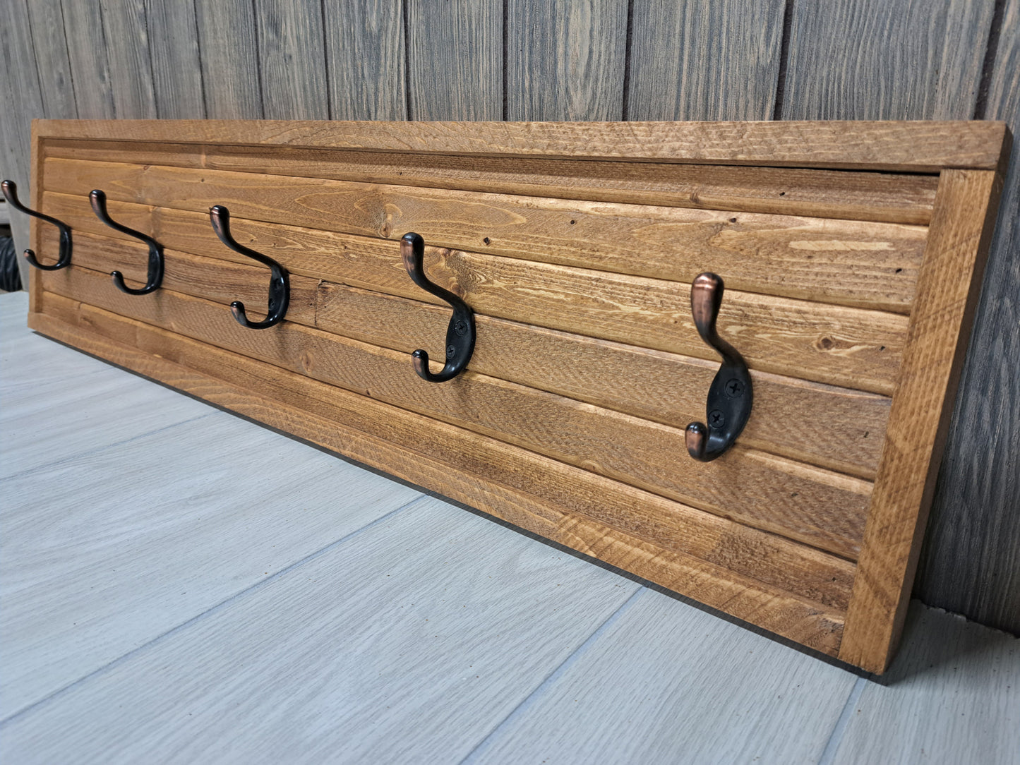 Rustic Farmhouse Style Wooden Coat Rack - Light Pine