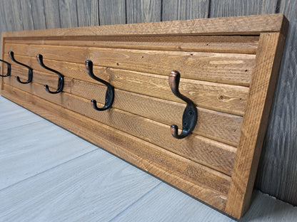 Rustic Farmhouse Style Wooden Coat Rack - Light Pine