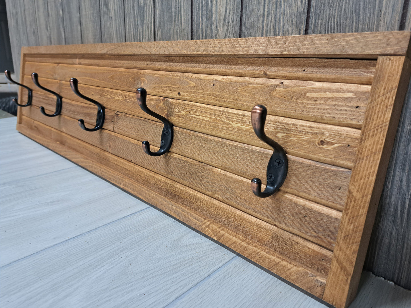 Rustic Farmhouse Style Wooden Coat Rack - Light Pine