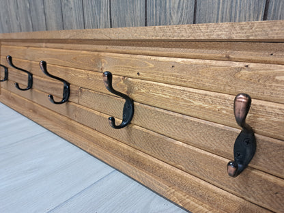 Rustic Farmhouse Style Wooden Coat Rack - Light Pine