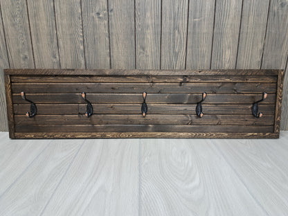 Rustic Farmhouse Style Wooden Coat Rack - Dark Pine