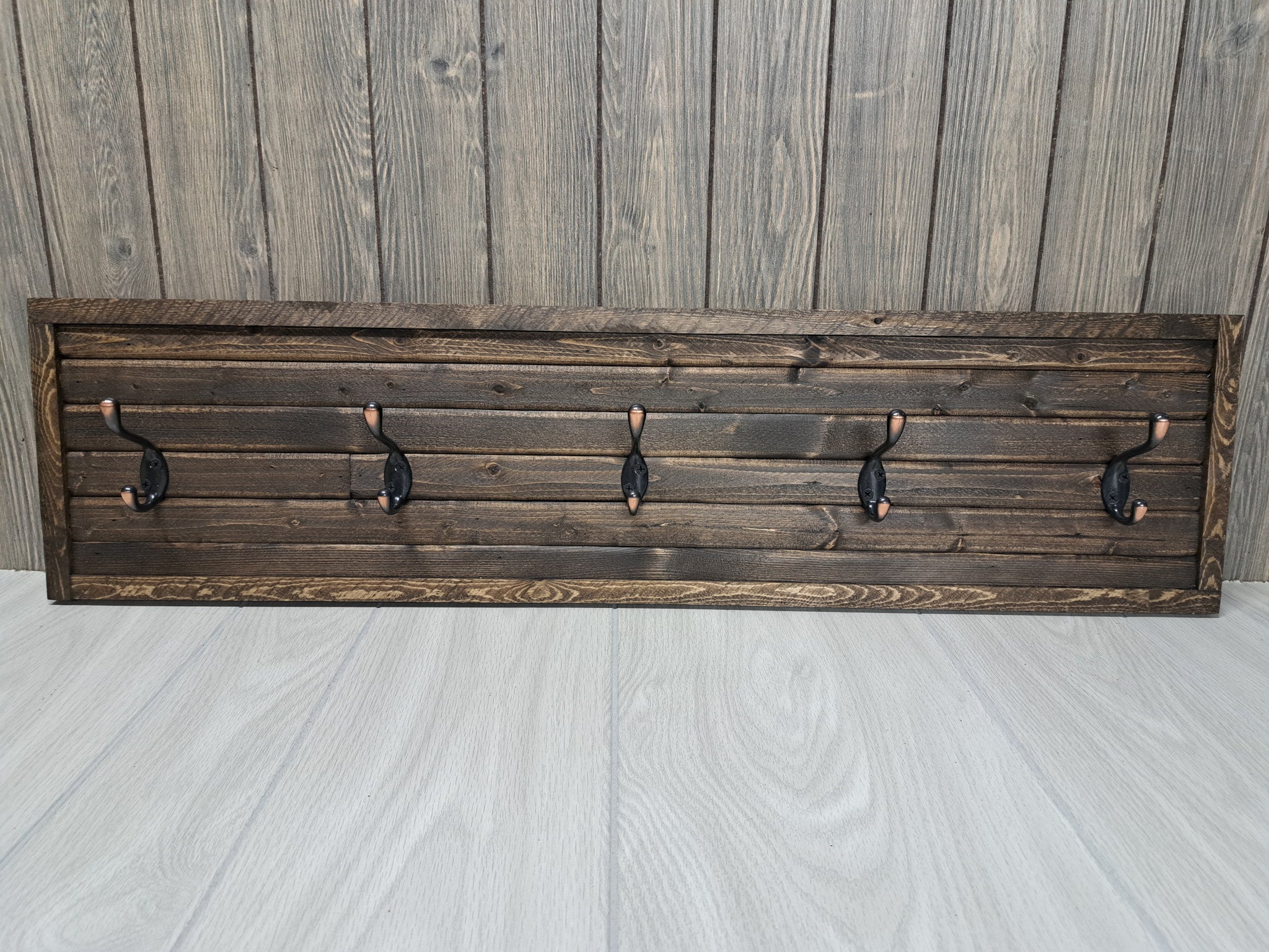 Rustic Farmhouse Style Wooden Coat Rack - Dark Pine