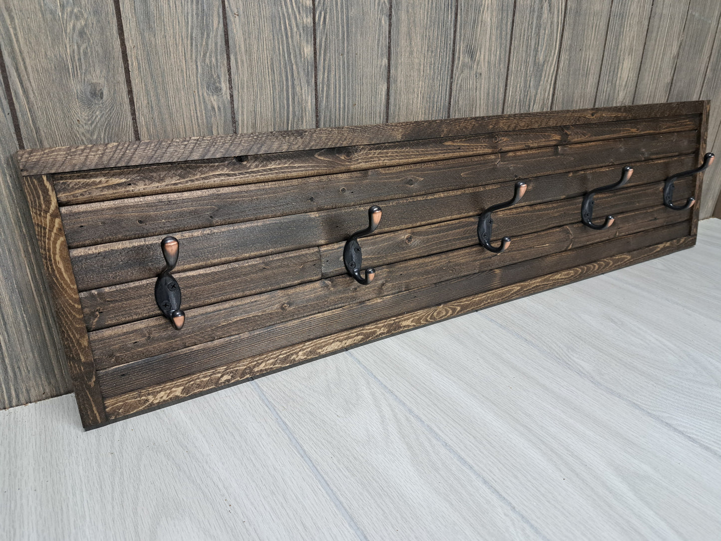 Rustic Farmhouse Style Wooden Coat Rack - Dark Pine