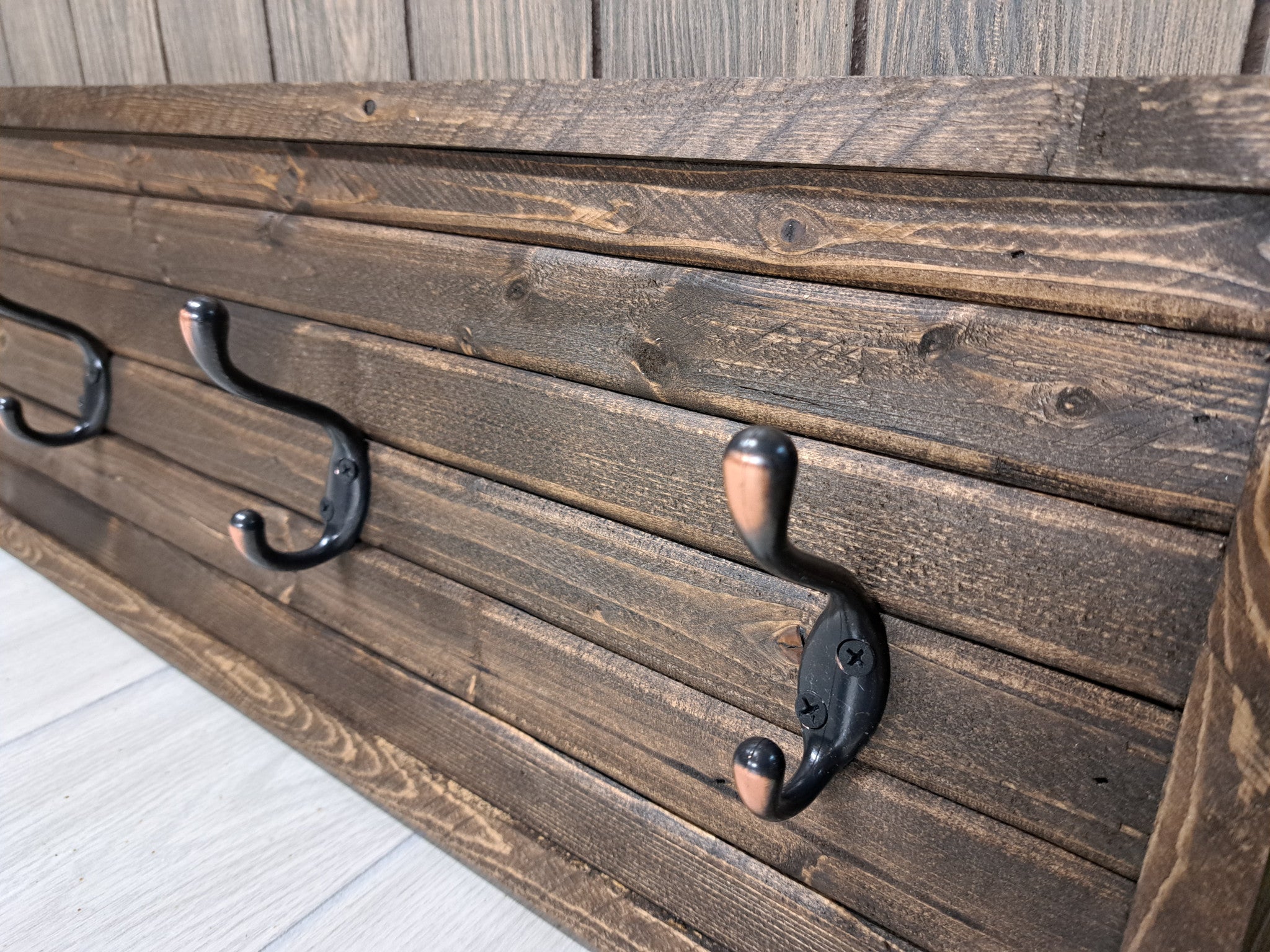 Rustic Farmhouse Style Wooden Coat Rack - Dark Pine