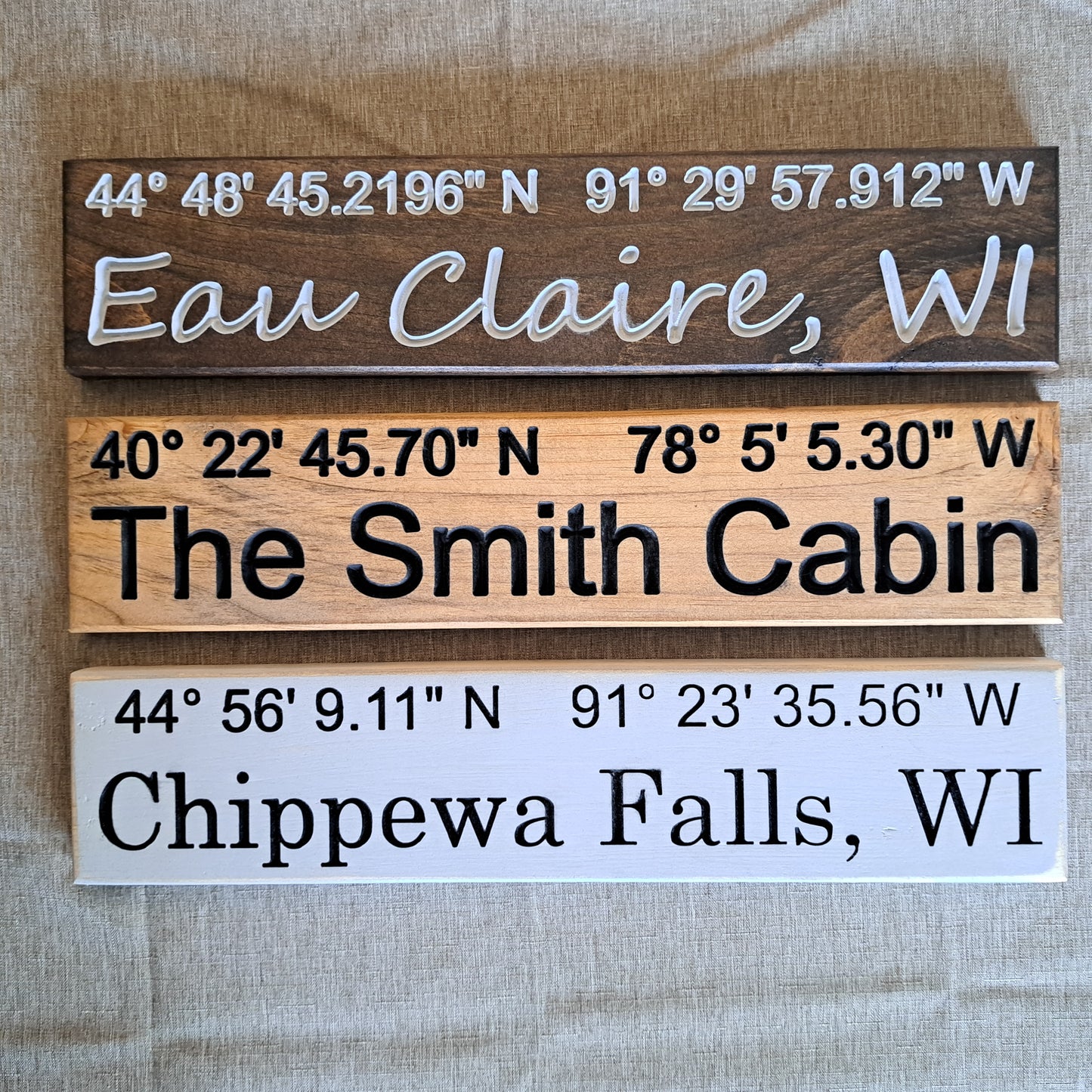 GPS Coordinates Personalized Carved Sign