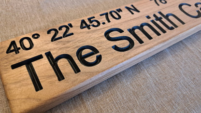 GPS Coordinates Personalized Carved Sign