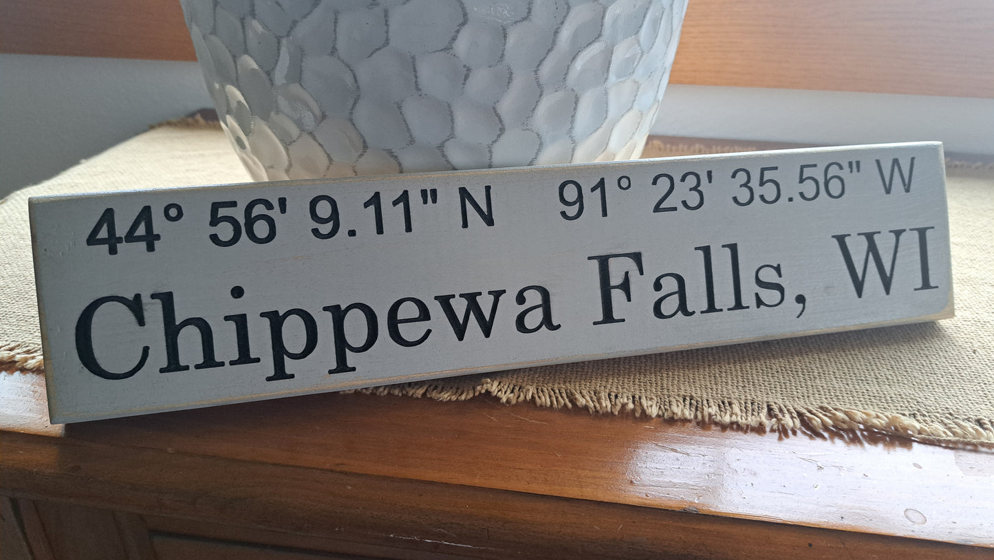 GPS Coordinates Personalized Carved Sign