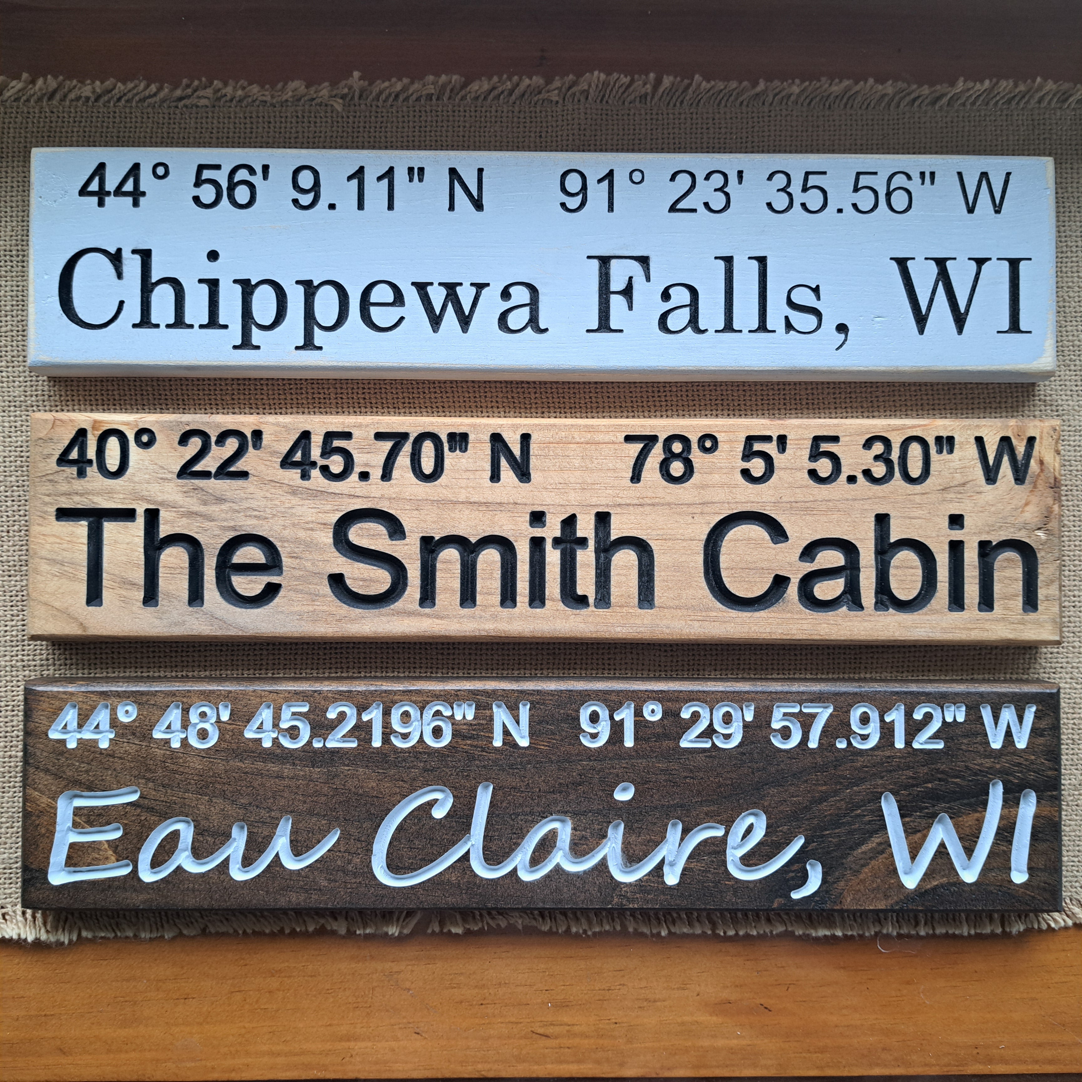 GPS Coordinates Personalized Carved Sign