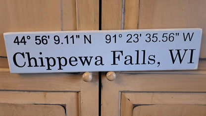 GPS Coordinates Personalized Carved Sign