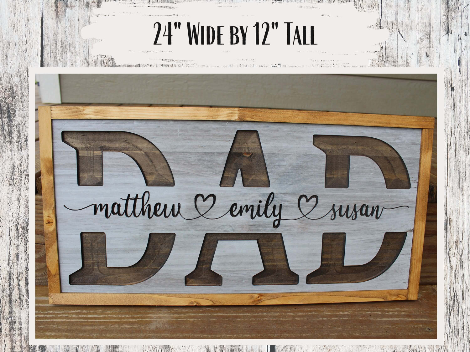 Personalized "DAD" Carved Wooden Sign - Custom with Children's Names